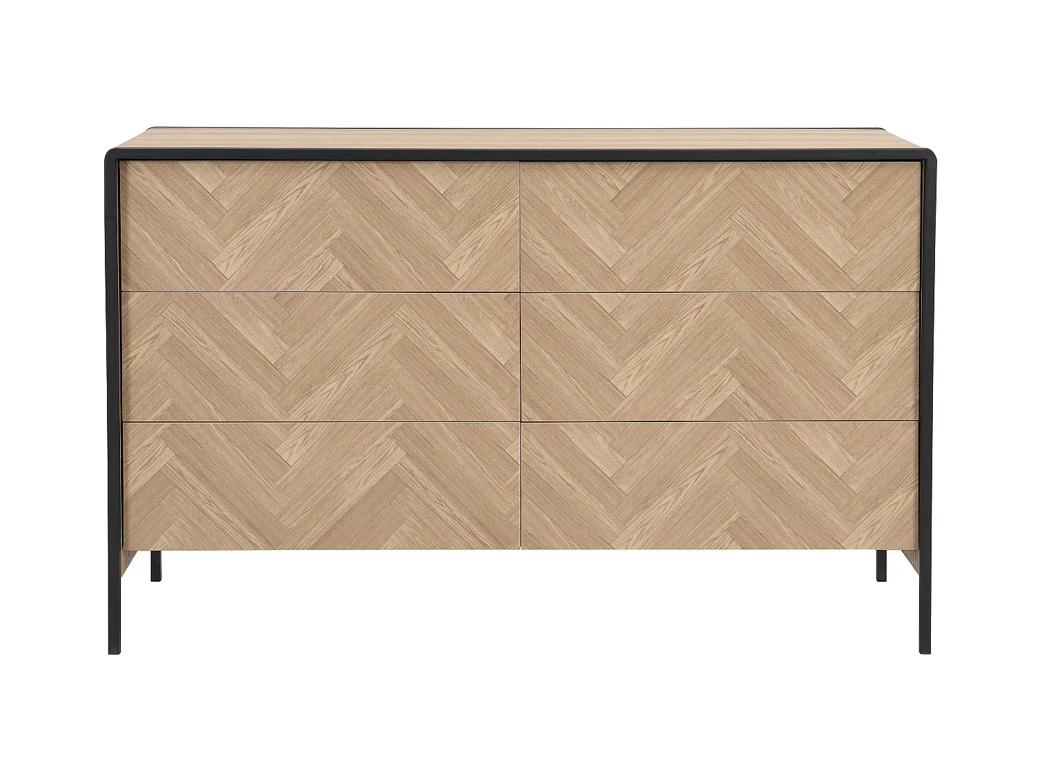 Ladekast met 6 lades - Mdf en metaal - Kleur: naturel en zwart - TUMACO