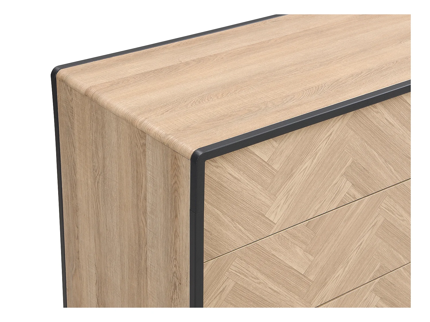 Ladekast met 6 lades - Mdf en metaal - Kleur: naturel en zwart - TUMACO