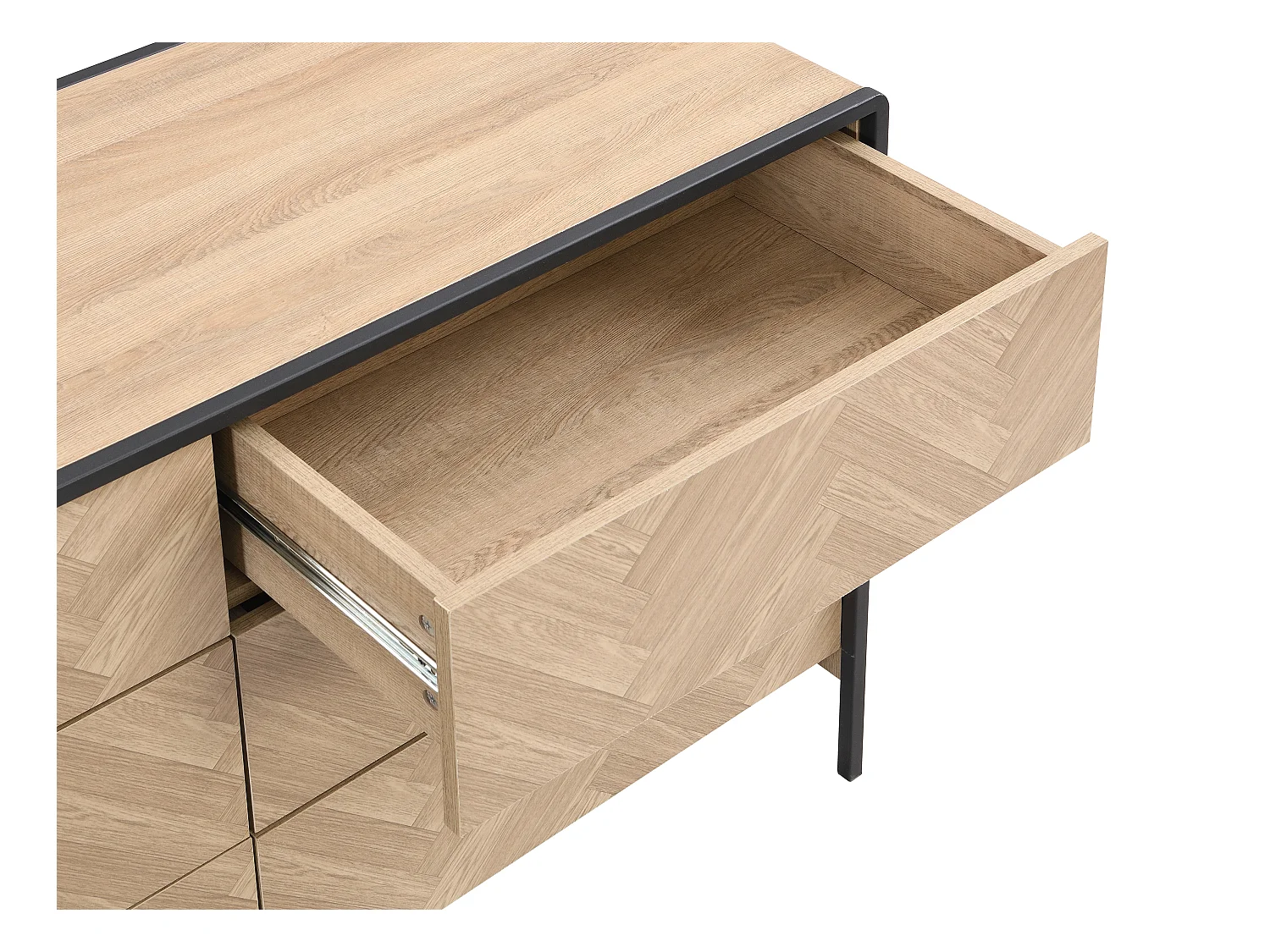 Ladekast met 6 lades - Mdf en metaal - Kleur: naturel en zwart - TUMACO