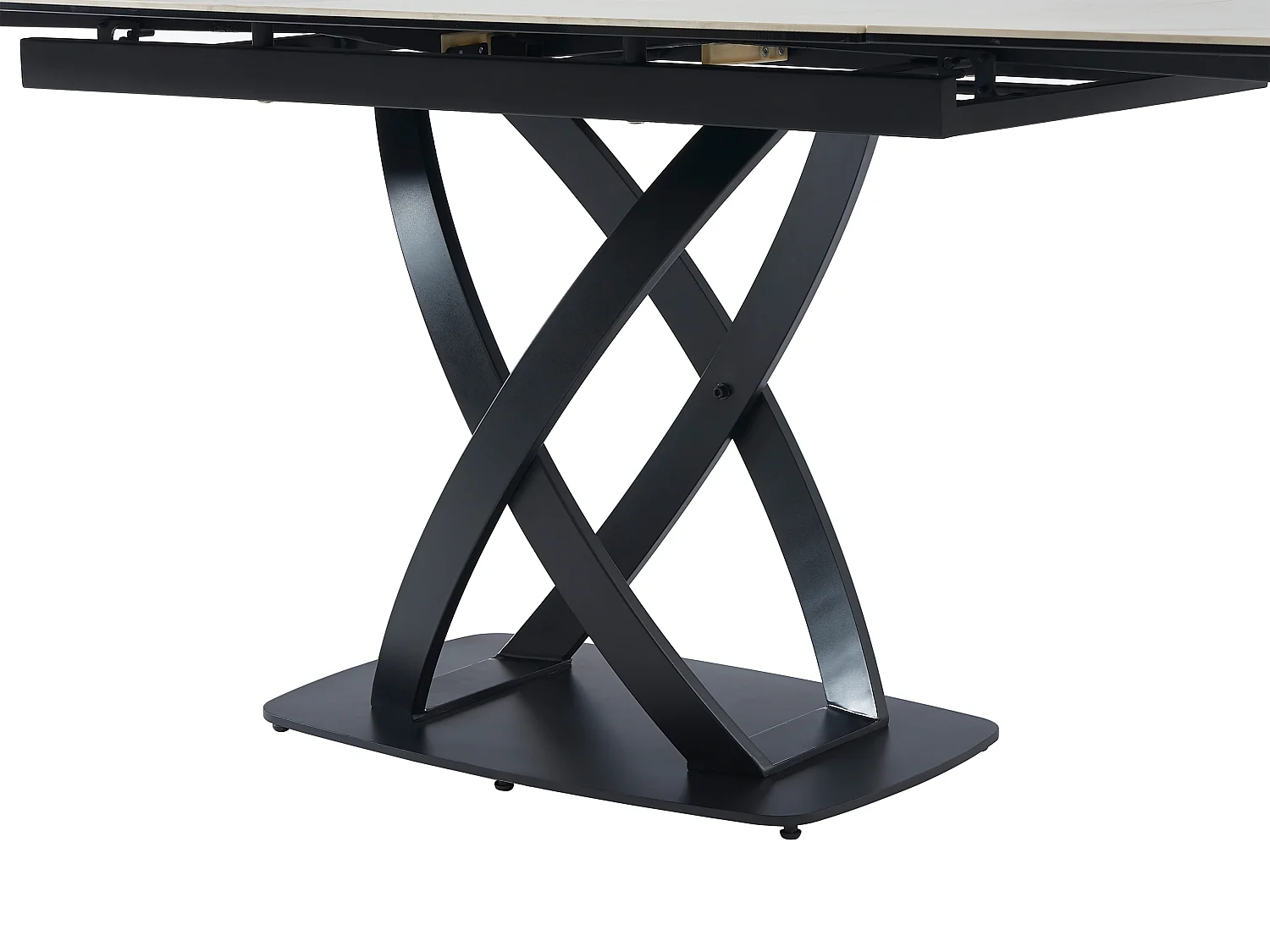 Mesa de jantar extensível 4 a 8 lugares em cerâmica, vidro temperado e aço inoxidável efeito mármore branco e preto - LIOMELI de Maison Céphy