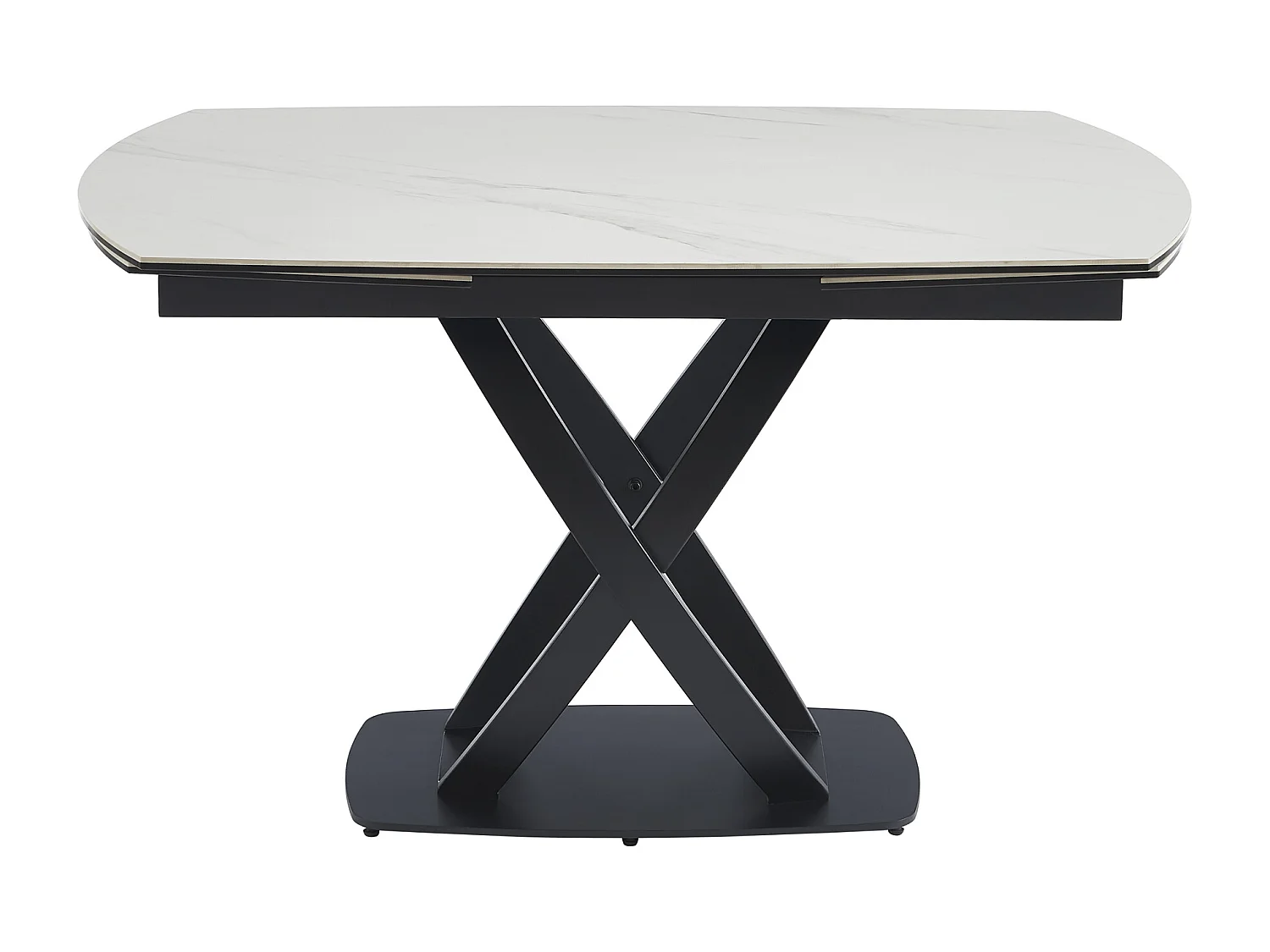 Mesa de jantar extensível 4 a 8 lugares em cerâmica, vidro temperado e aço inoxidável efeito mármore branco e preto - LIOMELI de Maison Céphy