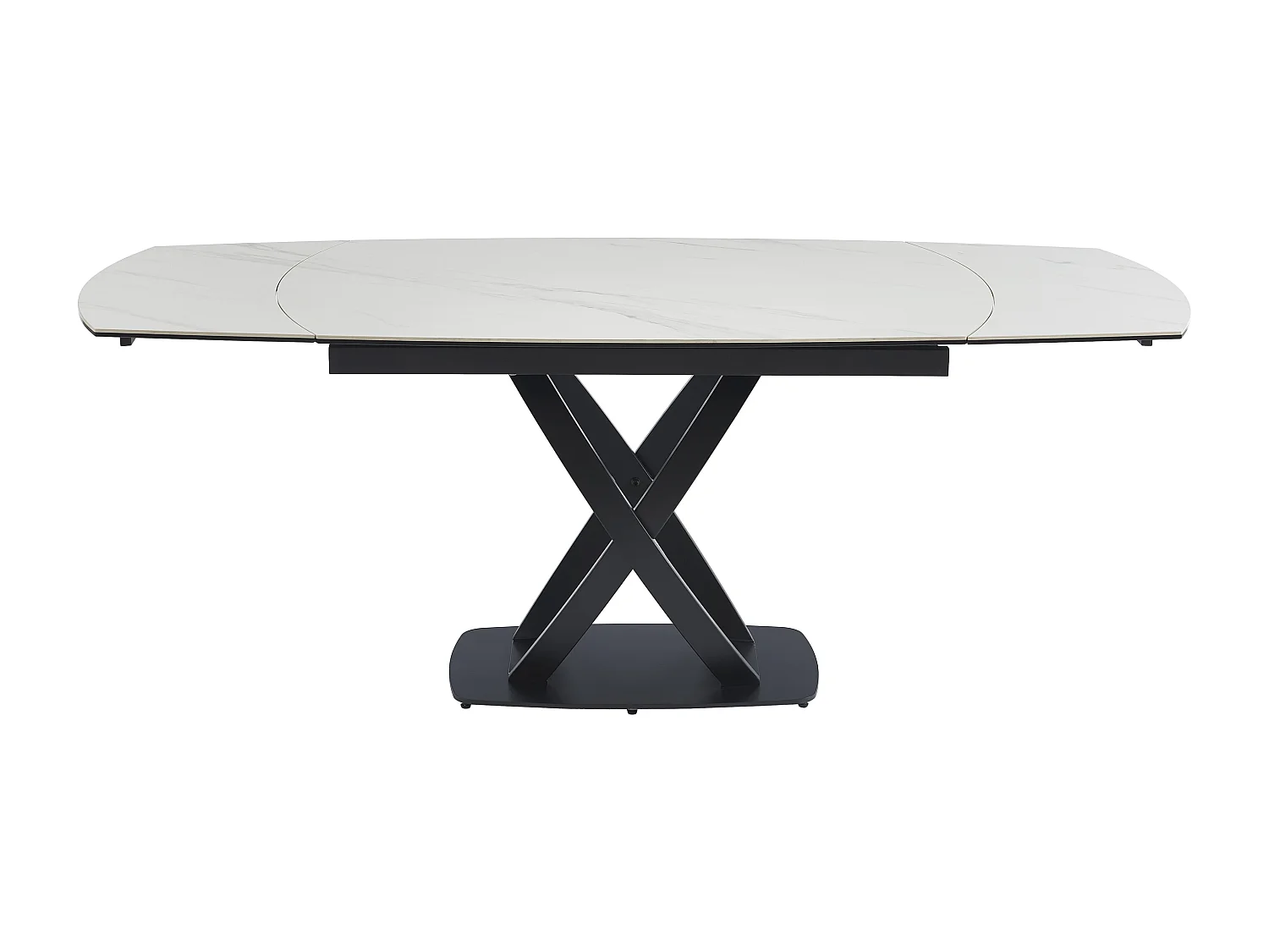 Mesa de jantar extensível 4 a 8 lugares em cerâmica, vidro temperado e aço inoxidável efeito mármore branco e preto - LIOMELI de Maison Céphy