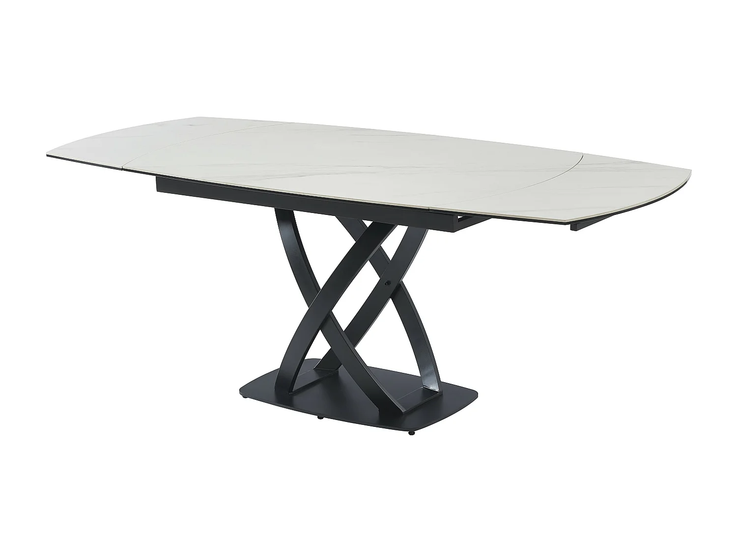 Mesa de jantar extensível 4 a 8 lugares em cerâmica, vidro temperado e aço inoxidável efeito mármore branco e preto - LIOMELI de Maison Céphy