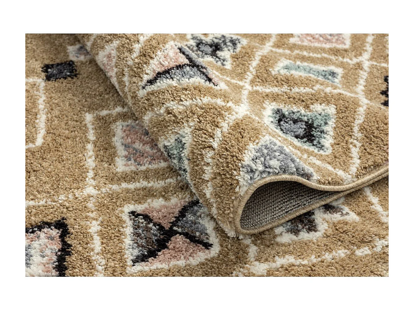 Tapis berbère 120x170 tissé motif saharien PASTEL E jaune