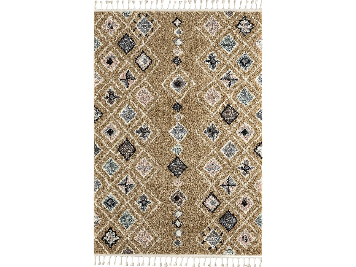 Tapis berbère 120x170 tissé motif saharien PASTEL E jaune