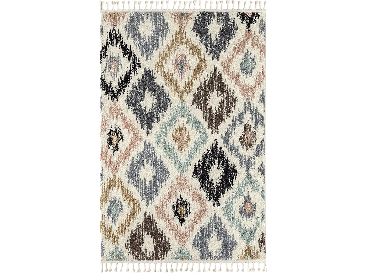 tapis chambre 120x170 tissé multicolore rectangle motif géométrique PASTEL A
