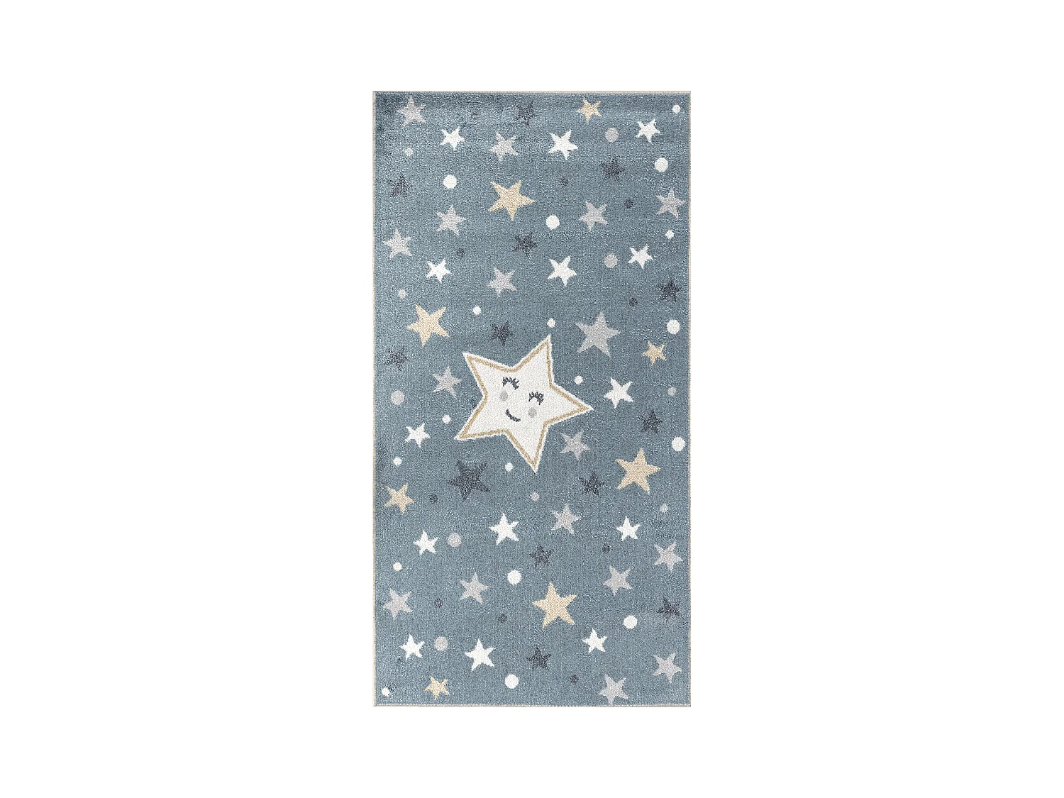 Machinewasbaar Kinderkamer Vloerkleed Sterren - Blauw/Beige - 80x150cm - SUPERMAMA
