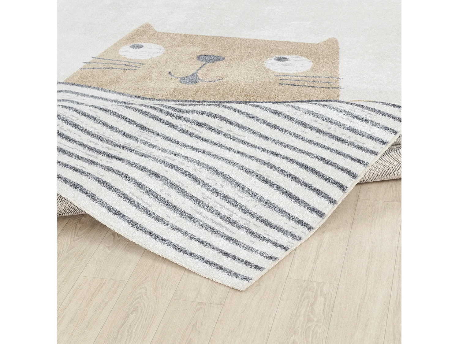 Machinewasbaar Kinderkamer Vloerkleed Kat - Bruin/Beige - 160x213cm - CATNAP