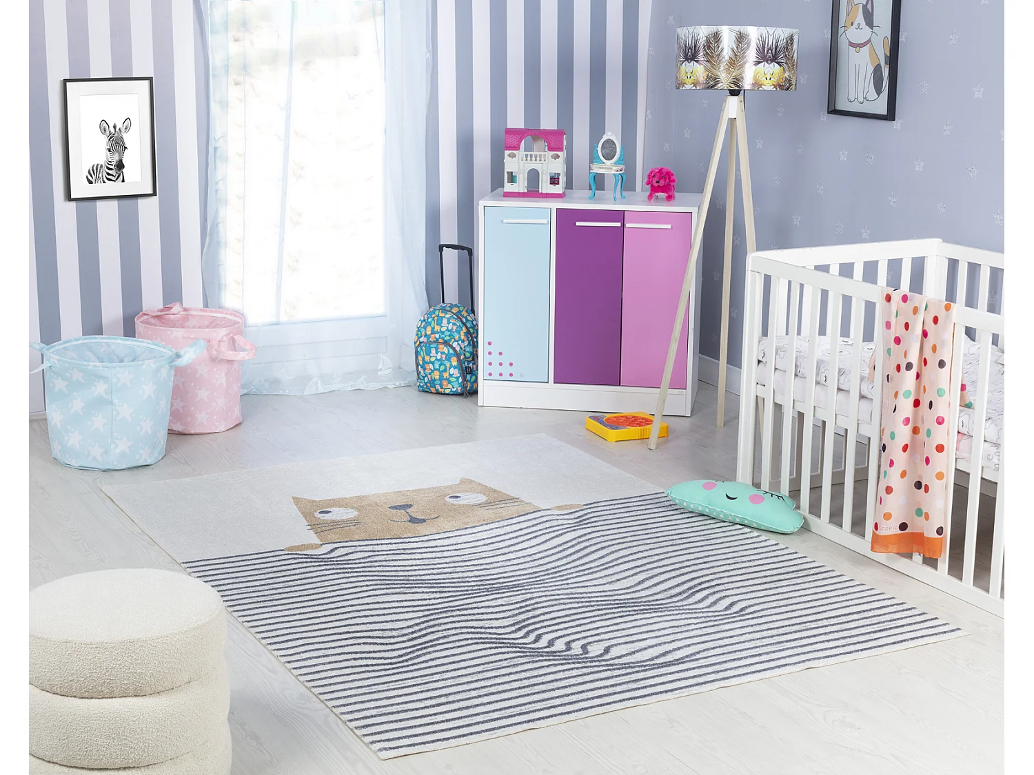 Machinewasbaar Kinderkamer Vloerkleed Kat - Bruin/Beige - 160x213cm - CATNAP