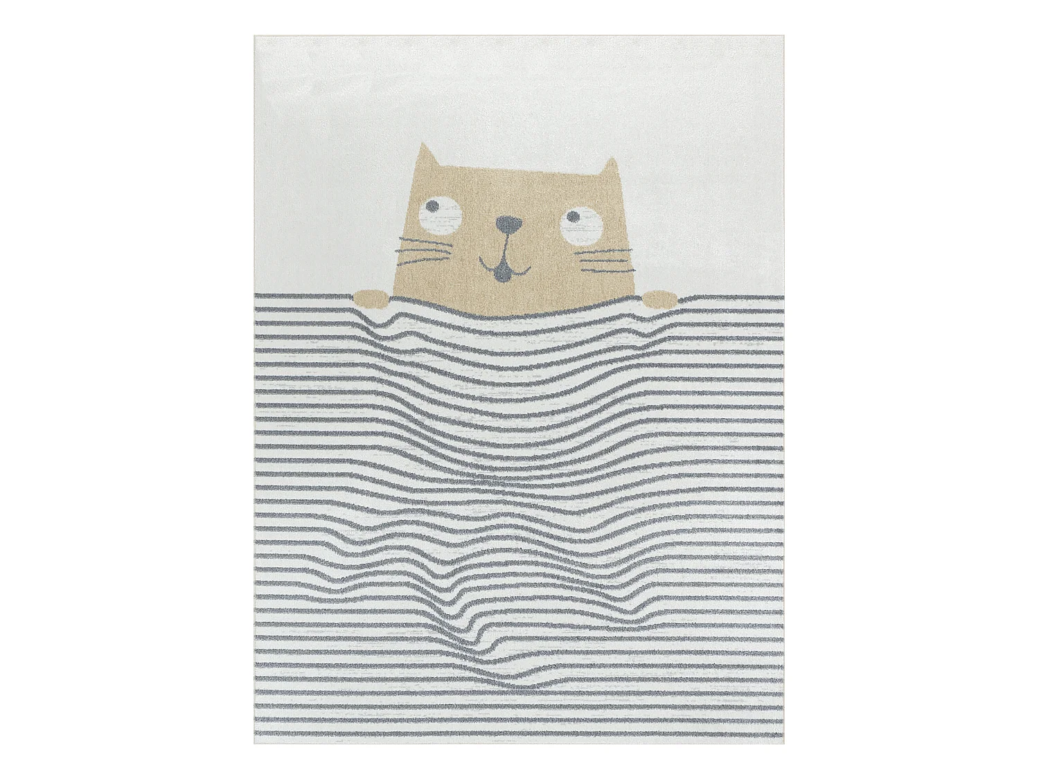 Maschinenwaschbarer Kinderteppich Katze - Braun/Beige - 160x213cm - CATNAP