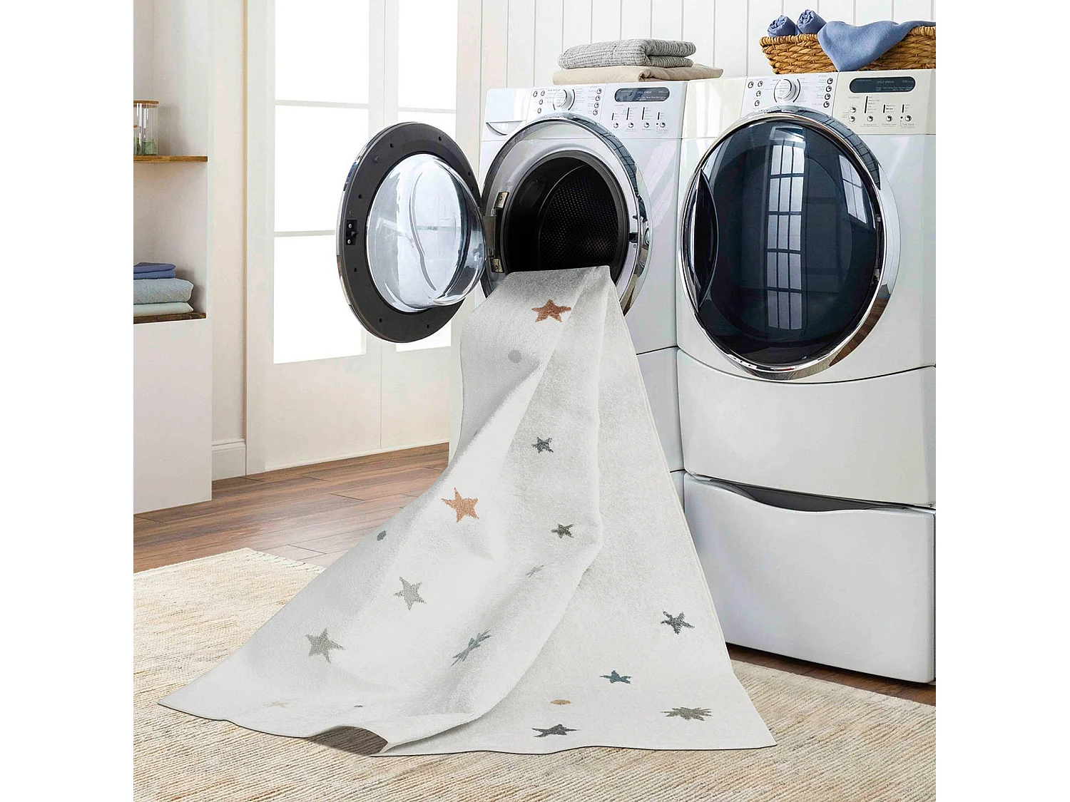 Tappeto Bambini Lavabile Stelle - Multicolore/Beige - 80x150cm - STELLA