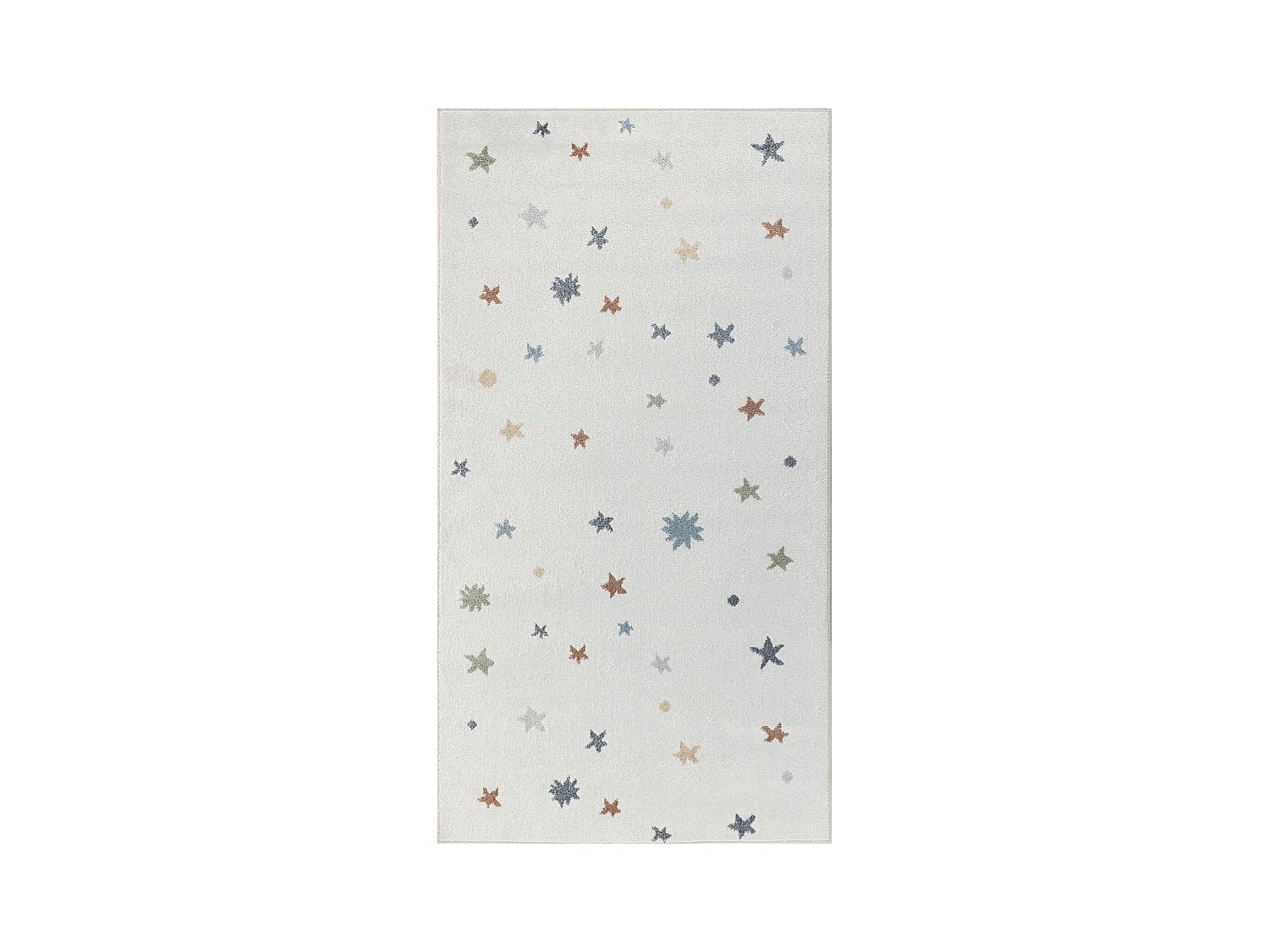 Tapis Enfant Lavable en Machine Étoiles - Multicolore/Beige - 80x150cm - STELLA