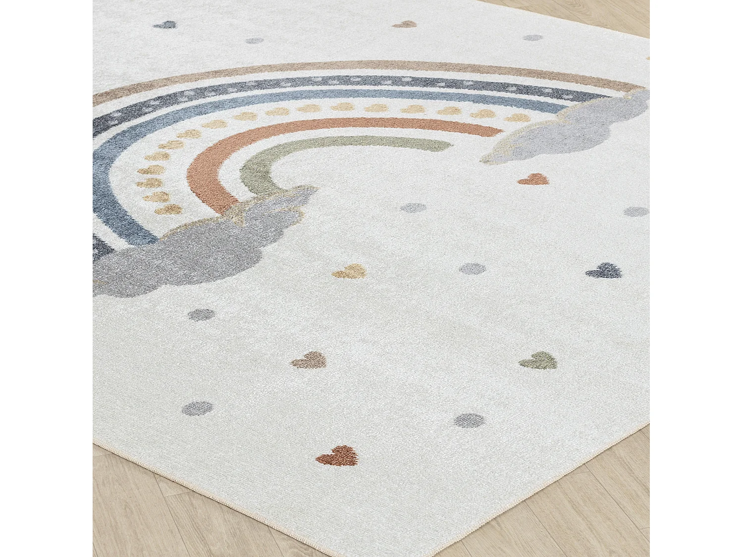 Tapis Enfant Lavable en Machine Arc-en-Ciel - Multicolore/Orange - 120x170cm - RAINI-BOW