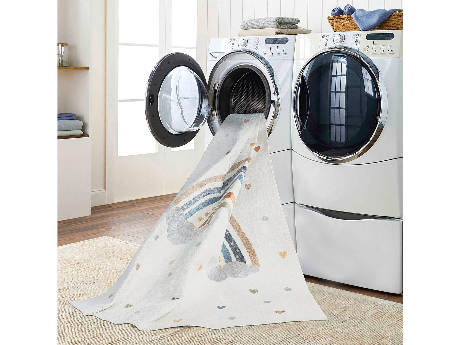 Tapis Enfant Lavable en Machine Arc-en-Ciel - Multicolore/Orange - 120x170cm - RAINI-BOW