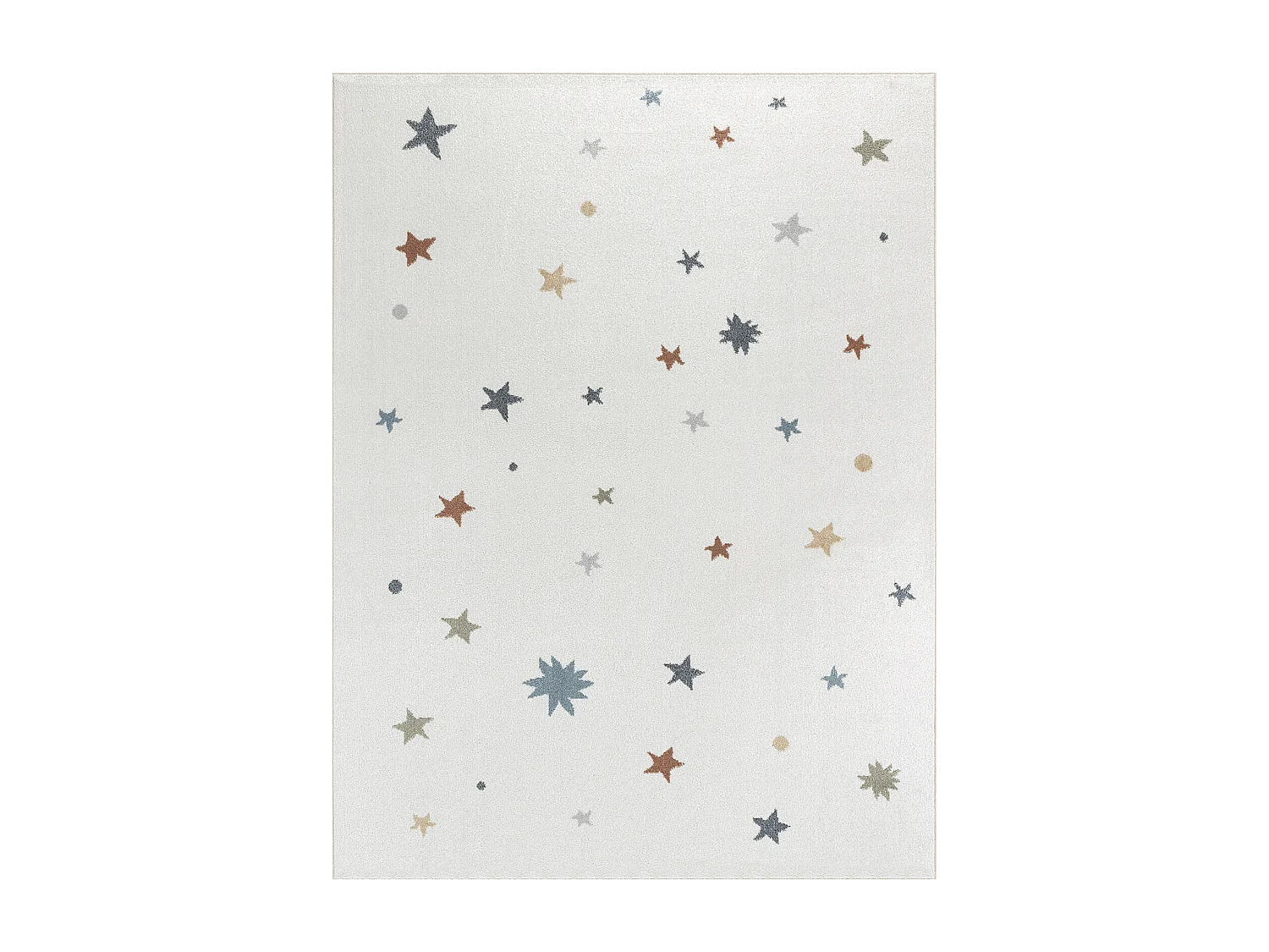 Tapis Enfant Lavable en Machine Étoiles - Multicolore/Beige - 160x213cm - STELLA