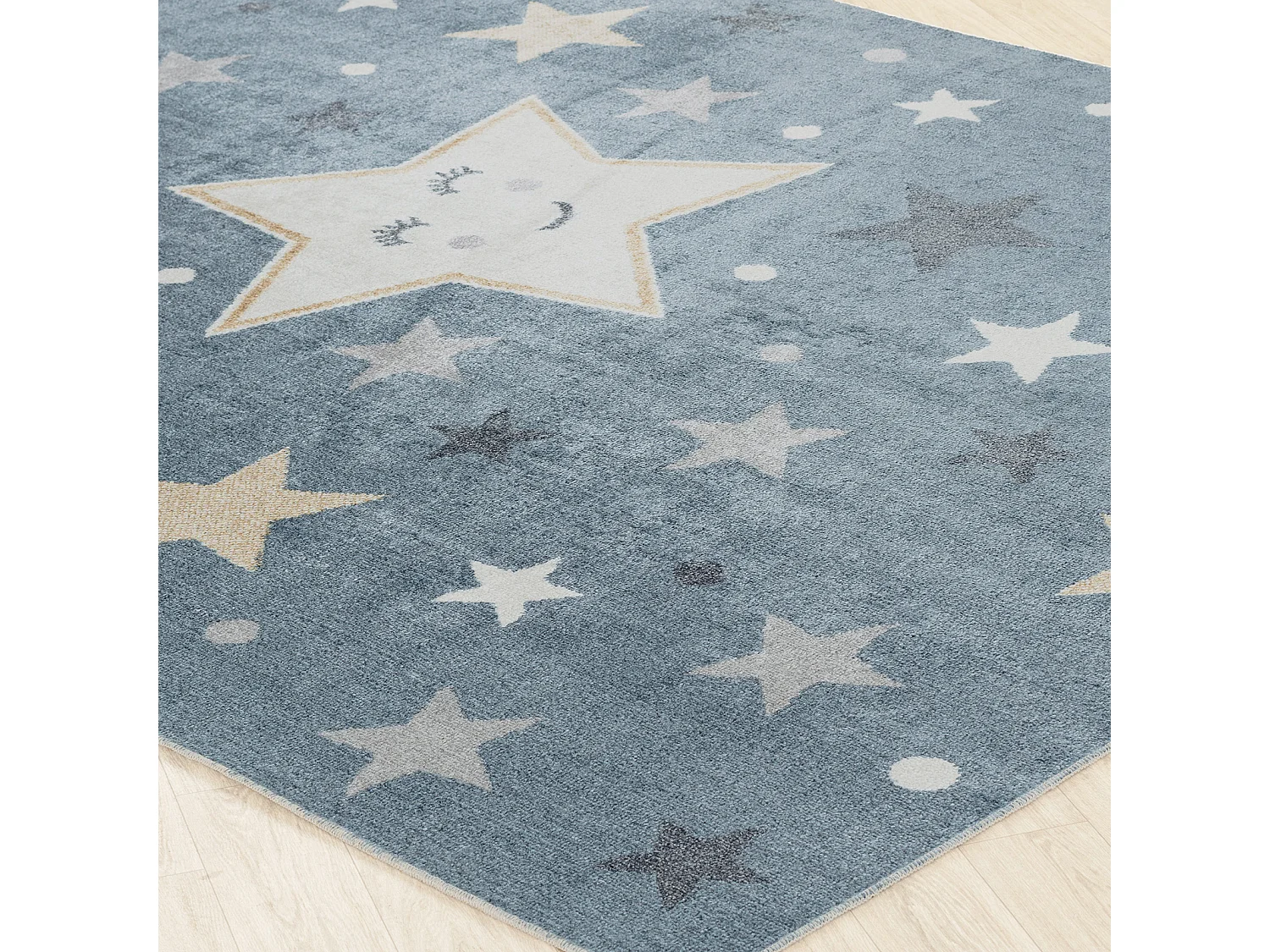 Tappeto Bambini Lavabile Stelle - Blu/Beige - 120x170cm - SUPERMAMA