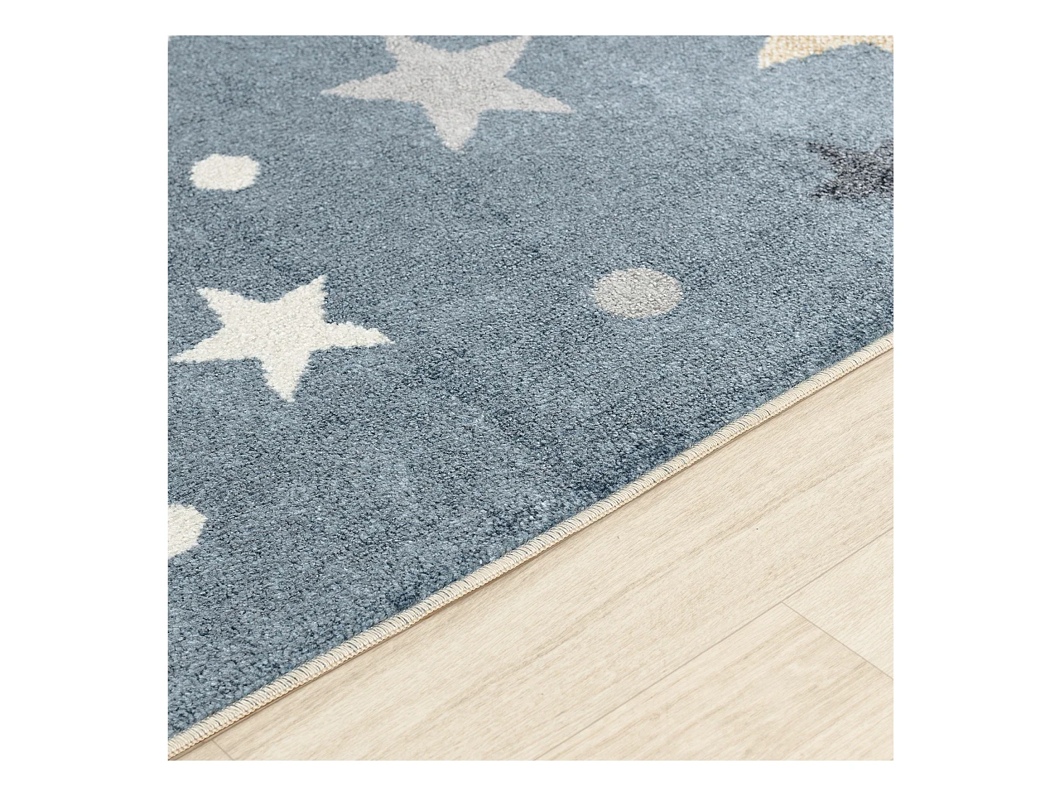 Alfombra para Niños Lavable - Estrellas Azul/Beige - 120x170cm - SUPERMAMA