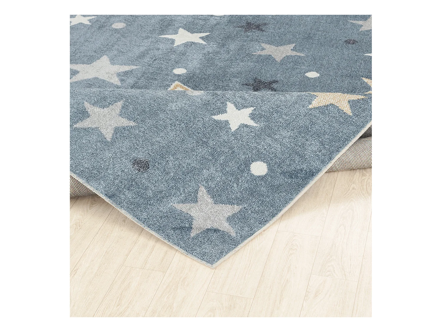 Alfombra para Niños Lavable - Estrellas Azul/Beige - 120x170cm - SUPERMAMA