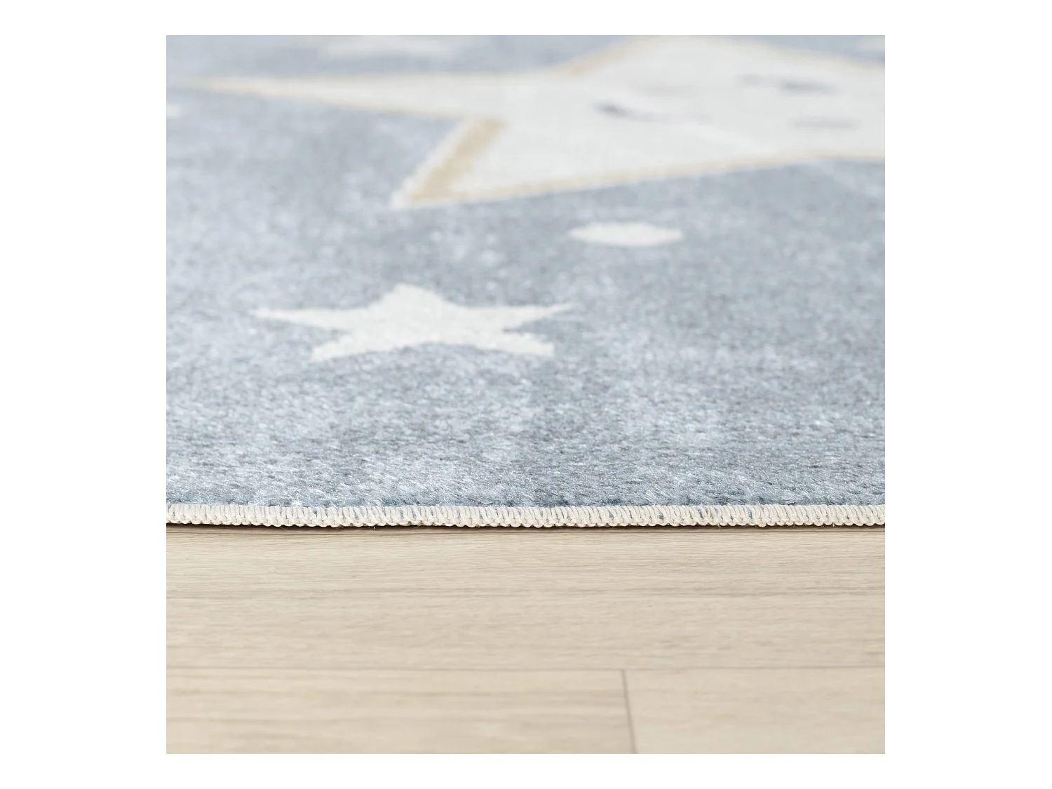 Alfombra para Niños Lavable - Estrellas Azul/Beige - 120x170cm - SUPERMAMA