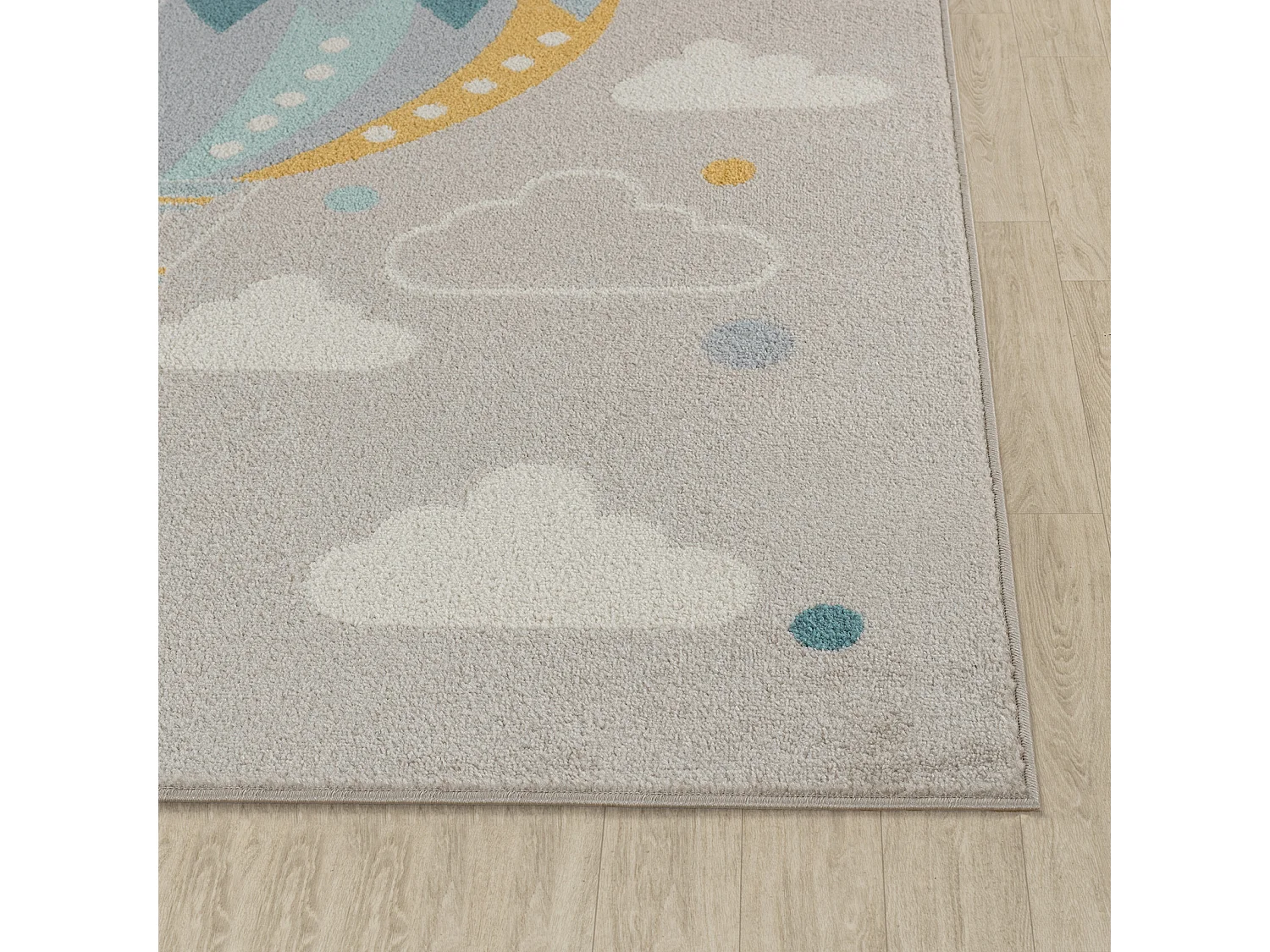 Kinderkamer Vloerkleed Wolken Heteluchtballon - Meerkleurig/Grijs - 160x213cm - MONTY