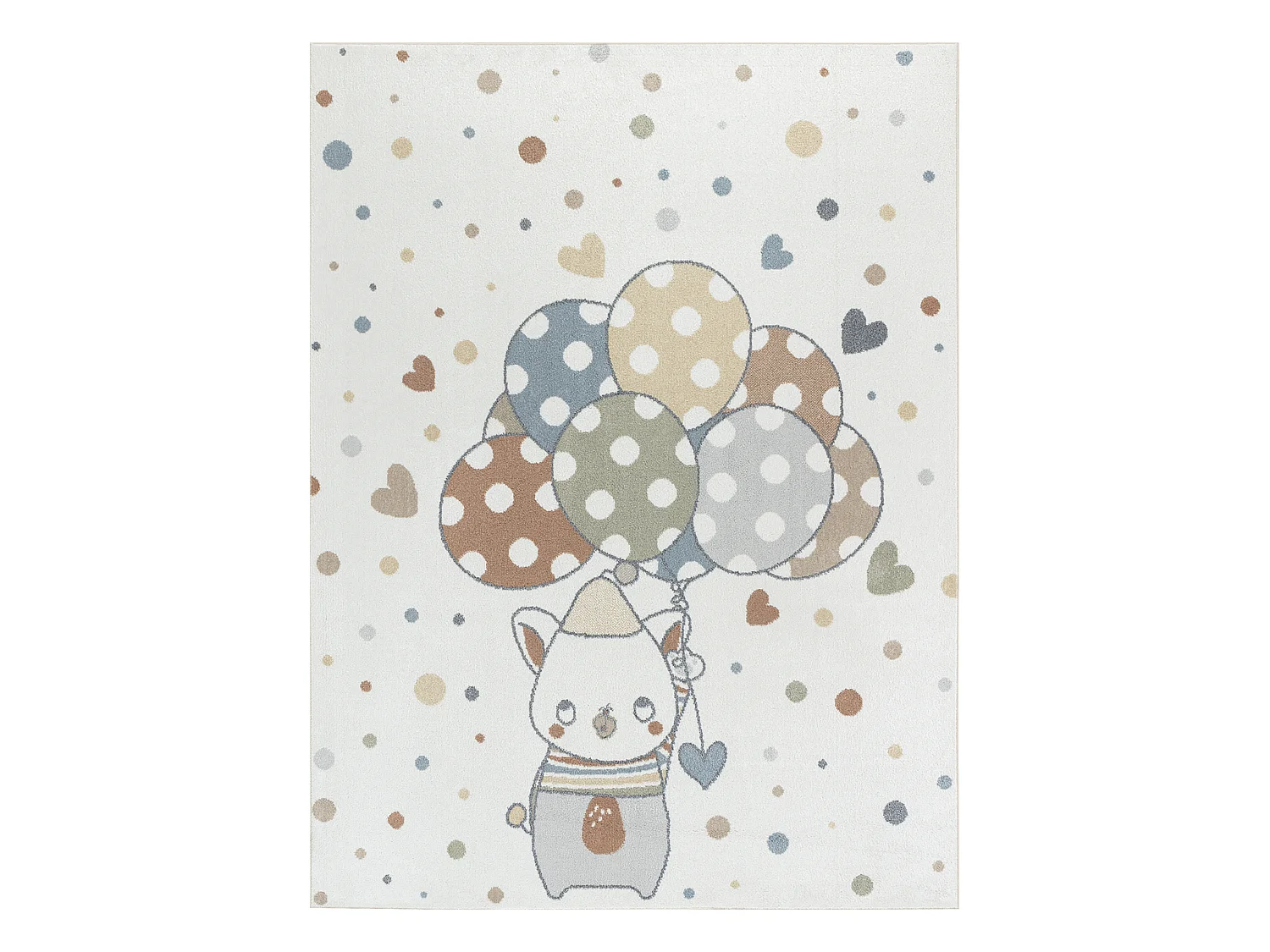 Tapis Enfant Lavable en Machine Ballons - Multicolore/Beige - 160x213cm - BALOON BUDDY