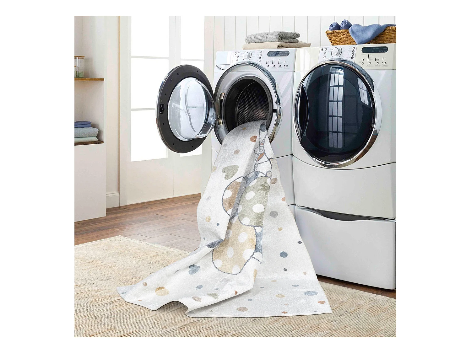 Tapis Enfant Lavable en Machine Ballons - Multicolore/Beige - 160x213cm - BALOON BUDDY