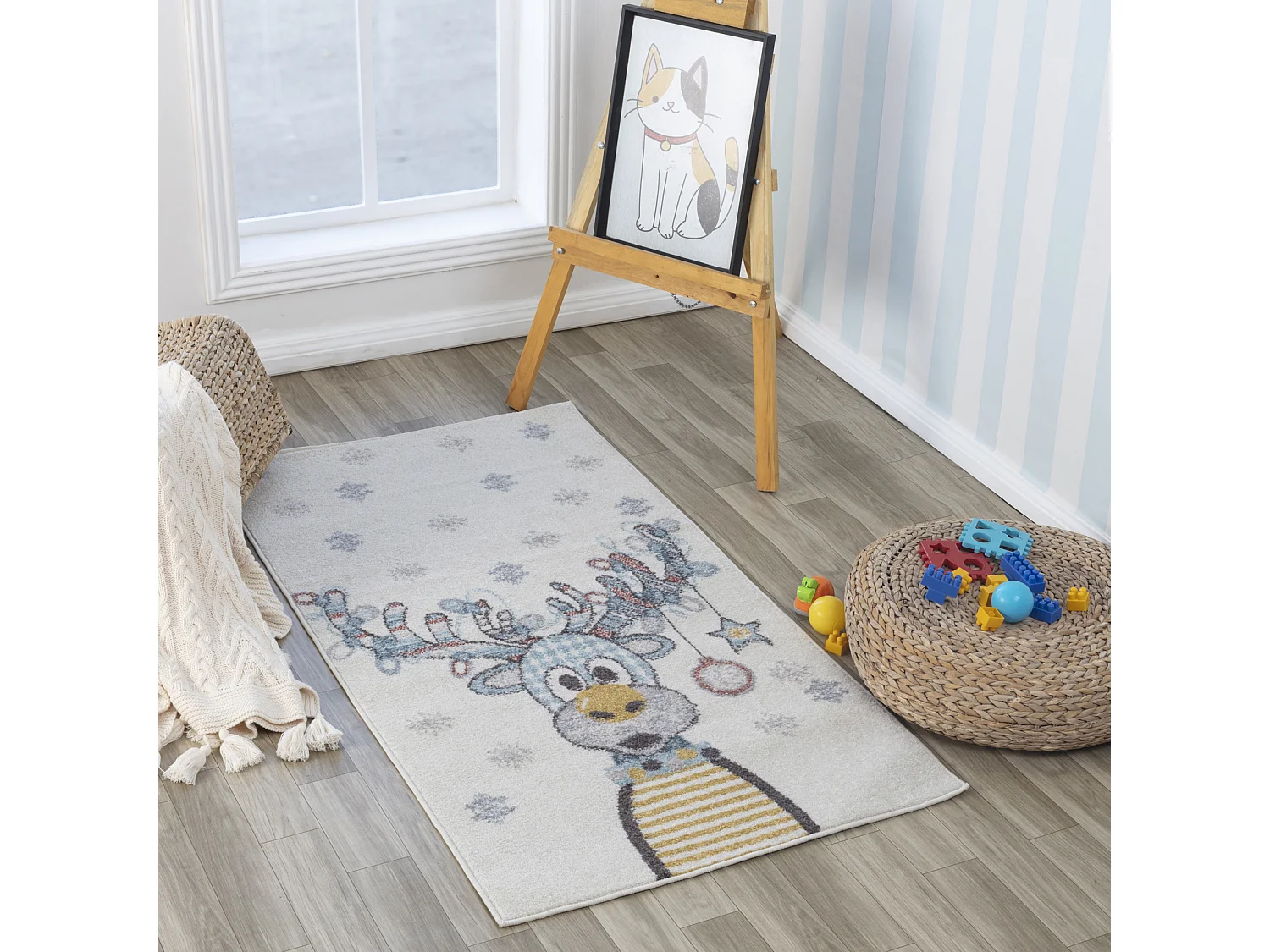 Kinderkamer Vloerkleed Kariboe - Meerkleurig/Blauw - 80x150cm - DINGO