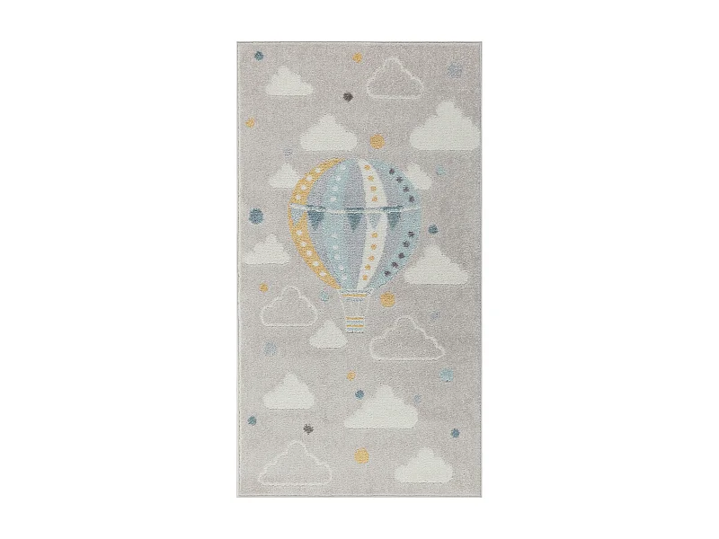 Teppich für Kinder Heißluftballon Wolken - Mehrfarbig/Grau - 80x150cm - MONTY