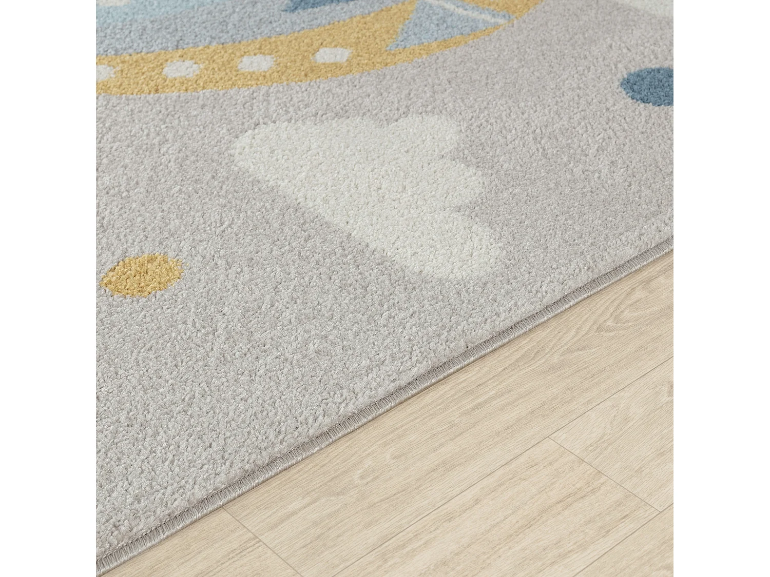 Tapis Enfant Montgolfière Nuages - Multicolore/Gris - 80x150cm - MONTY