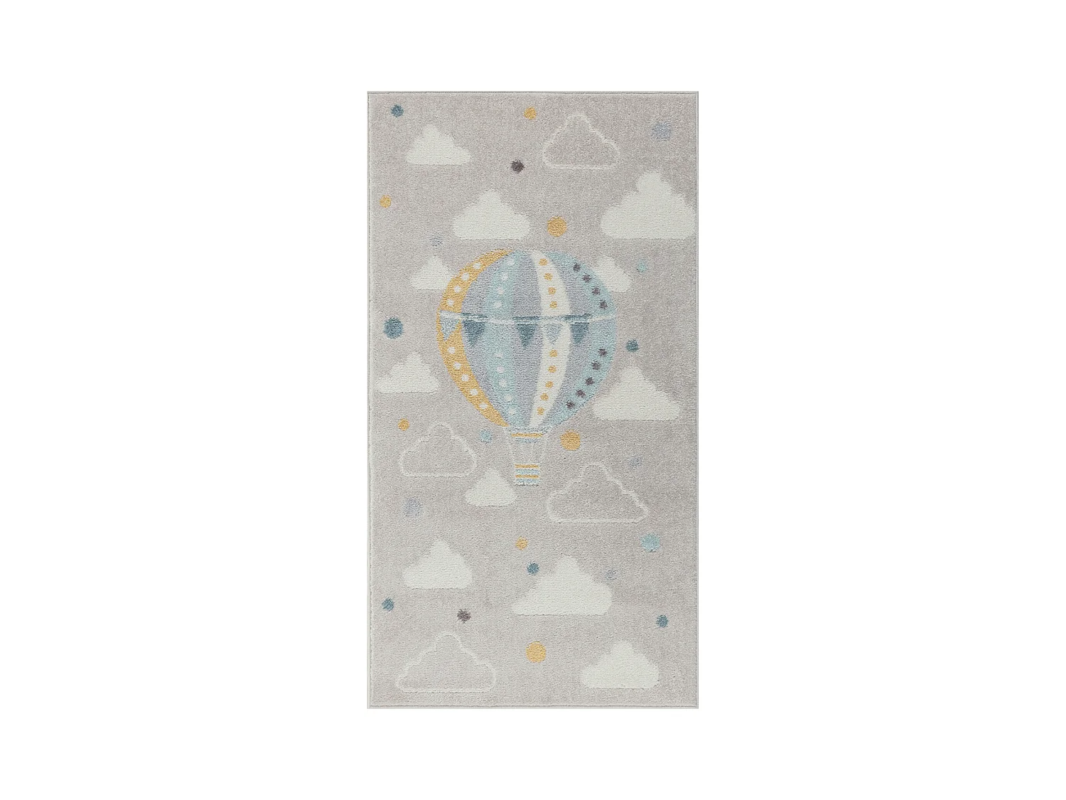 Kinderkamer Vloerkleed Wolken Heteluchtballon - Meerkleurig/Grijs - 80x150cm - MONTY
