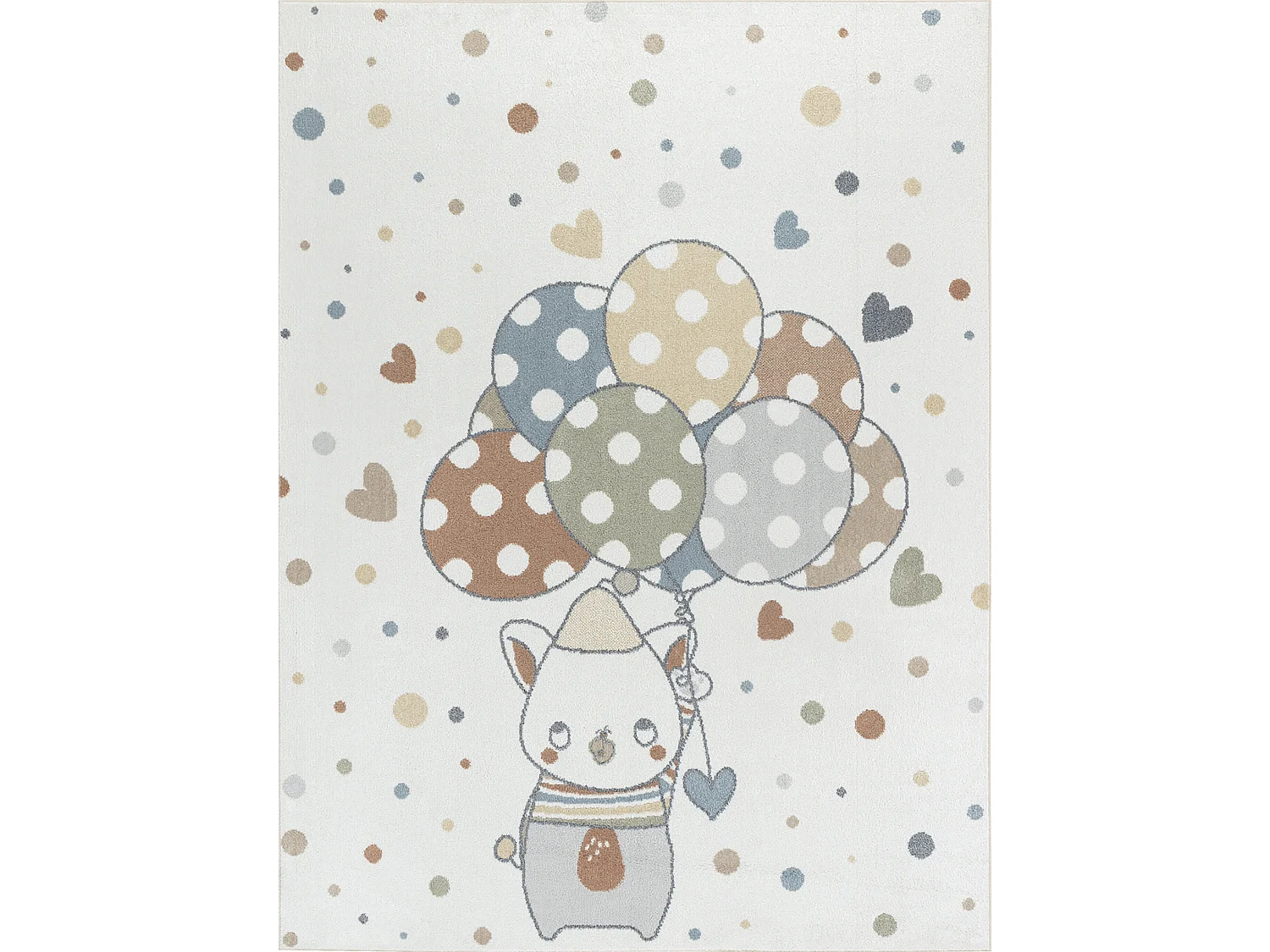 Tapis Enfant Lavable en Machine Ballons - Multicolore/Beige - 120x170cm - BALOON BUDDY