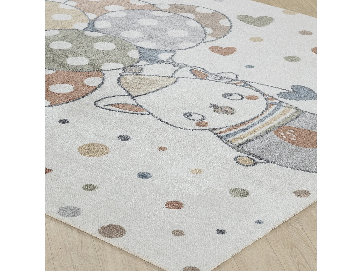 Tapis Enfant Lavable en Machine Ballons - Multicolore/Beige - 120x170cm - BALOON BUDDY