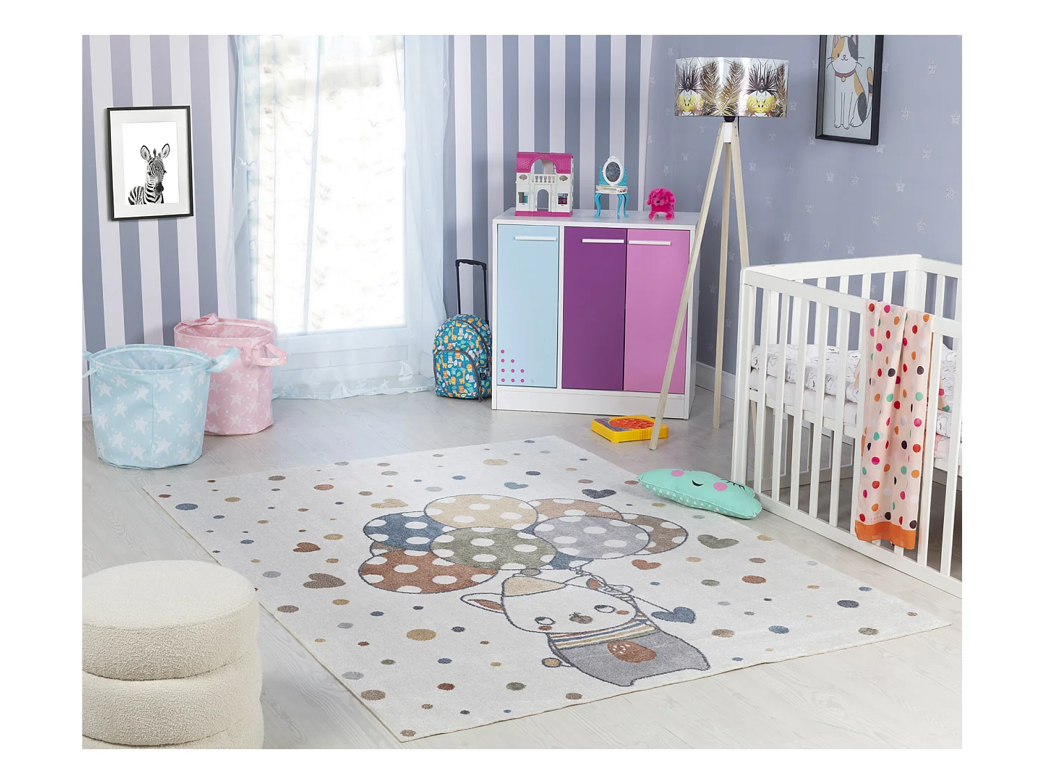 Maschinenwaschbarer Kinderteppich Ballons - Mehrfarbig/Beige - 120x170cm - STELLA