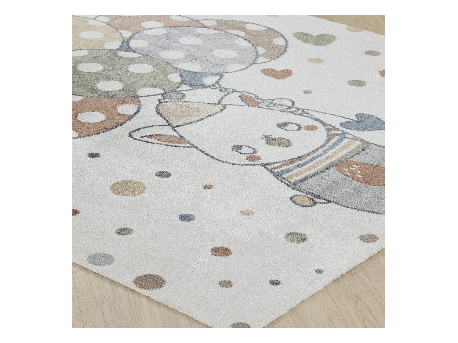 Maschinenwaschbarer Kinderteppich Ballons - Mehrfarbig/Beige - 120x170cm - STELLA