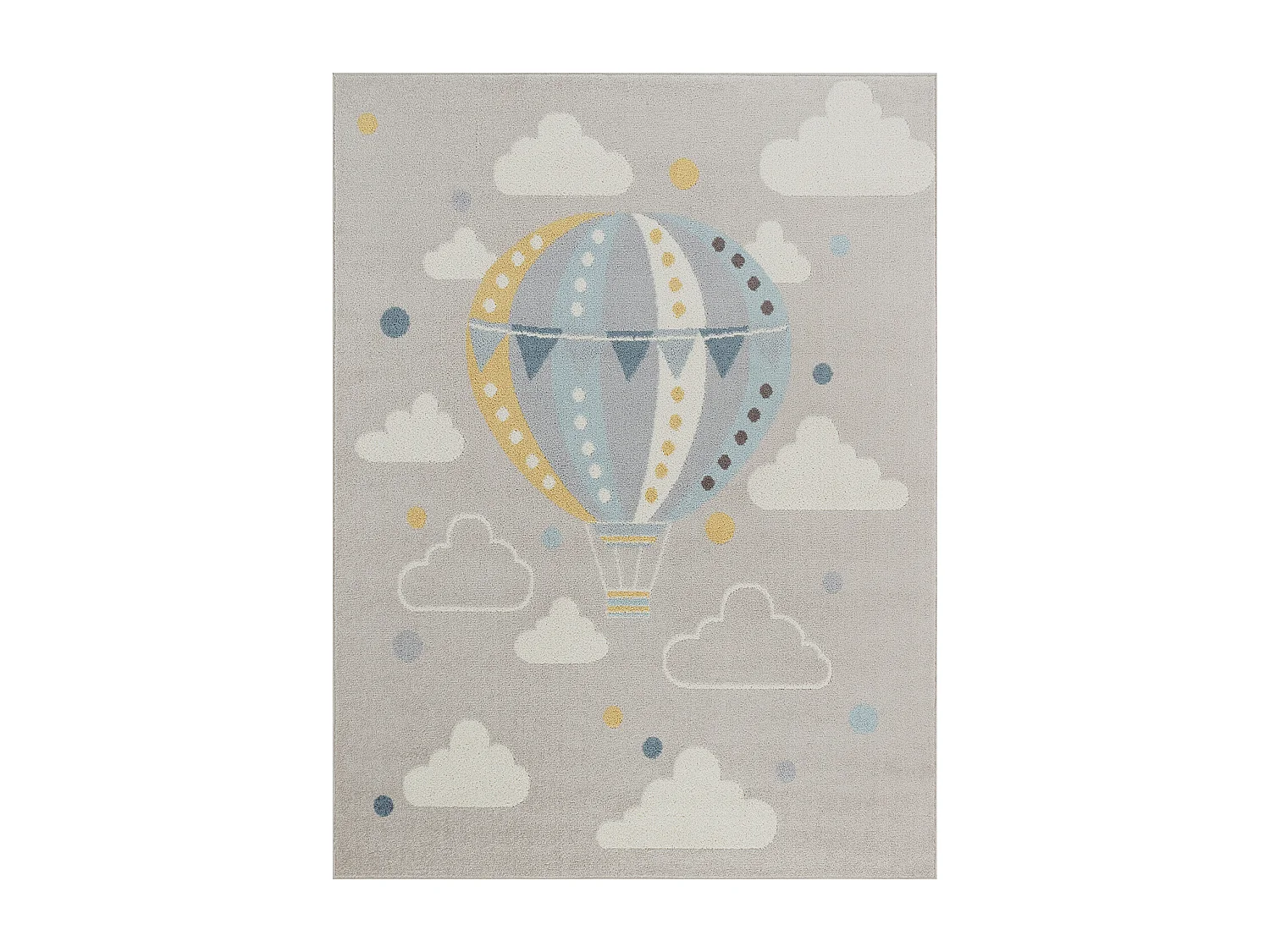 Tapis Enfant Montgolfière Nuages - Multicolore/Gris - 120x170cm - MONTY