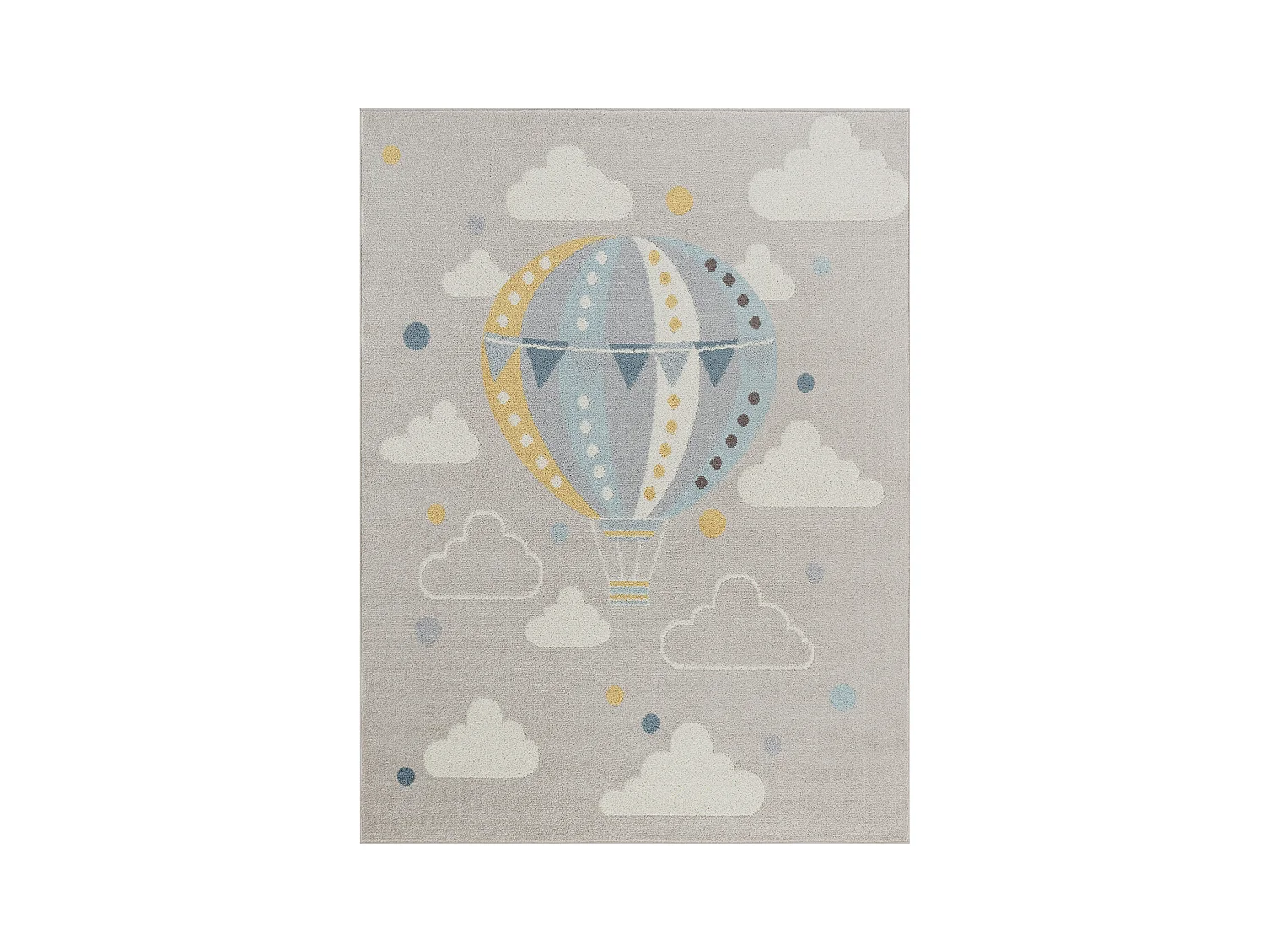 Tapis Enfant Montgolfière Nuages - Multicolore/Gris - 120x170cm - MONTY