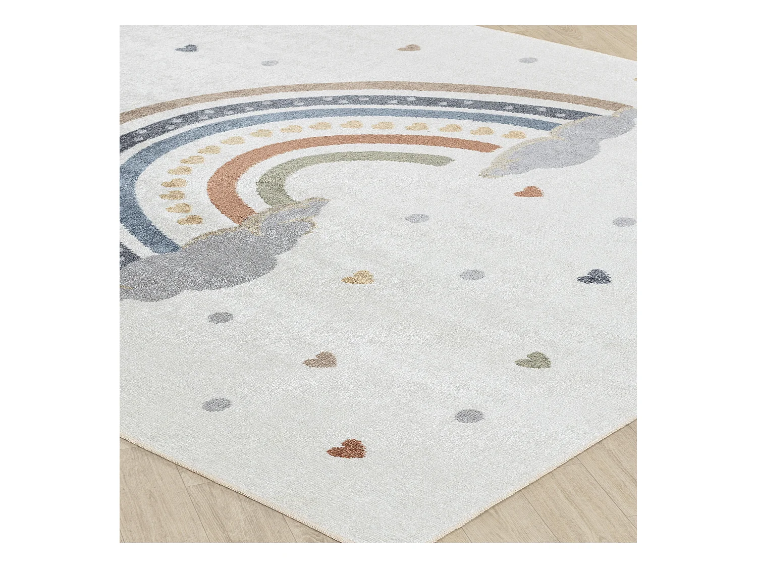 Tapis Enfant Lavable en Machine Arc-en-Ciel - Multicolore/Orange - 160x213cm - RAINI-BOW