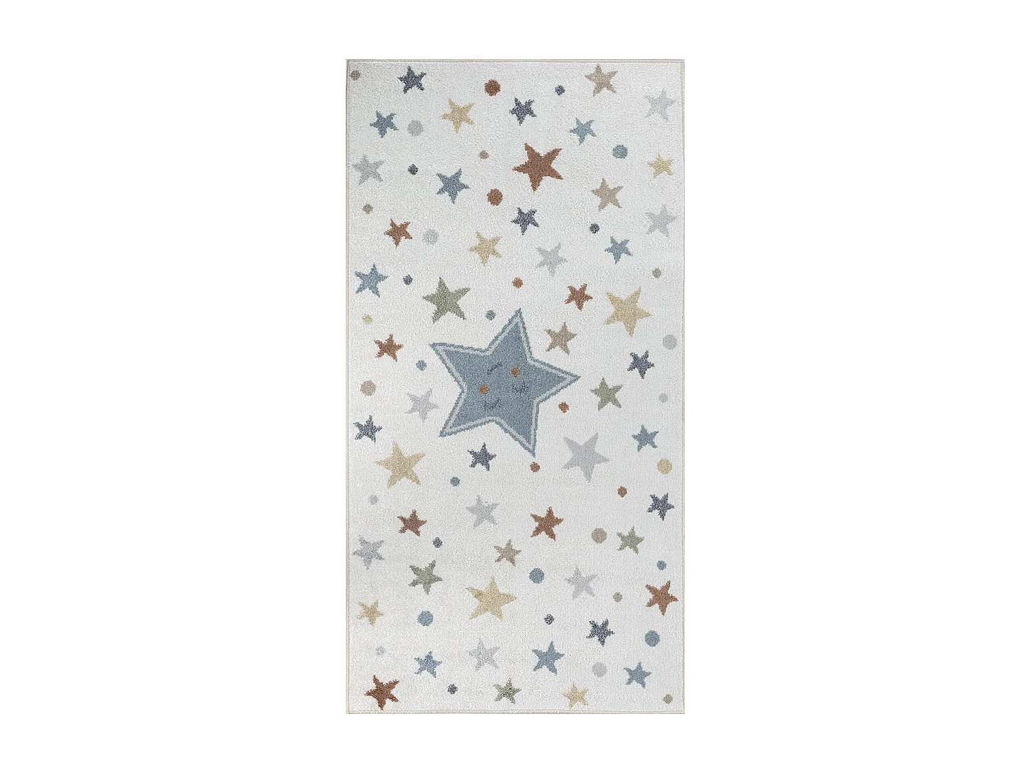 Machinewasbaar Kinderkamer Vloerkleed Sterren - Meerkleurig/Blauw - 80x150cm - SUPERMAMA