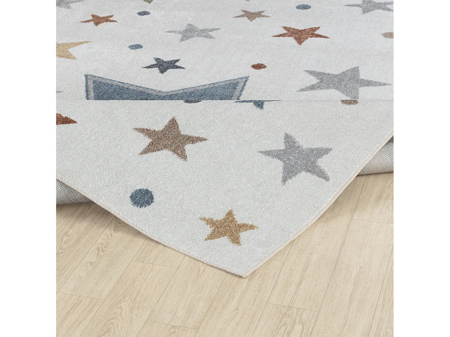 Machinewasbaar Kinderkamer Vloerkleed Sterren - Meerkleurig/Blauw - 80x150cm - SUPERMAMA