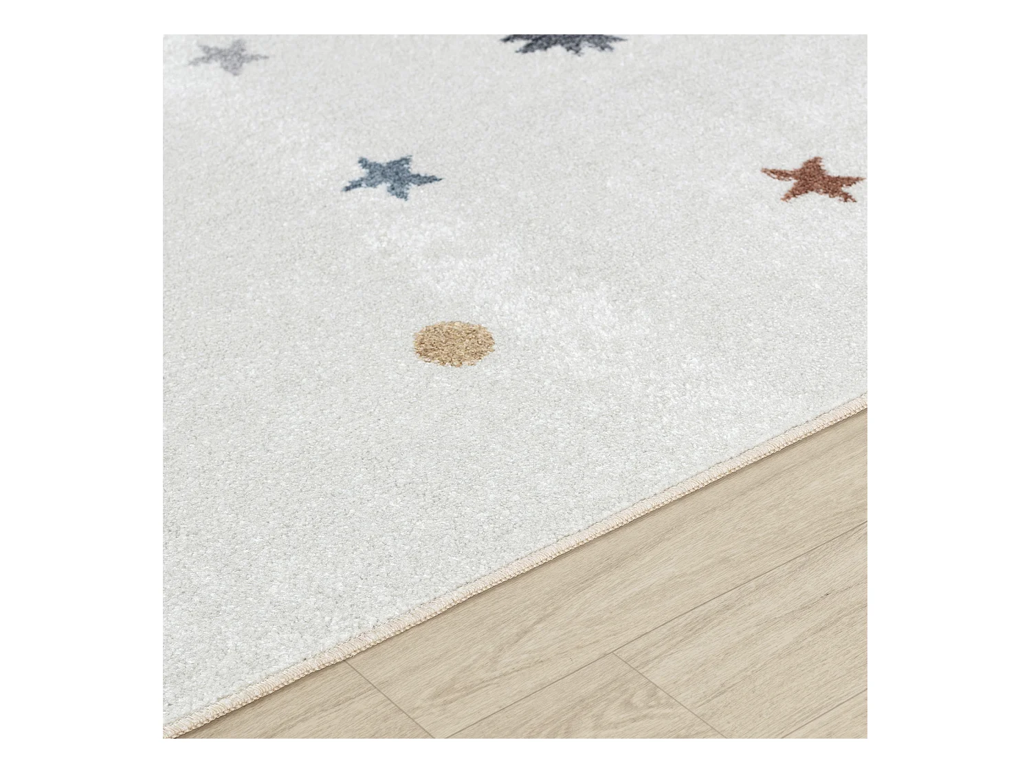 Tapis Enfant Lavable en Machine Étoiles - Multicolore/Beige - 120x170cm - STELLA