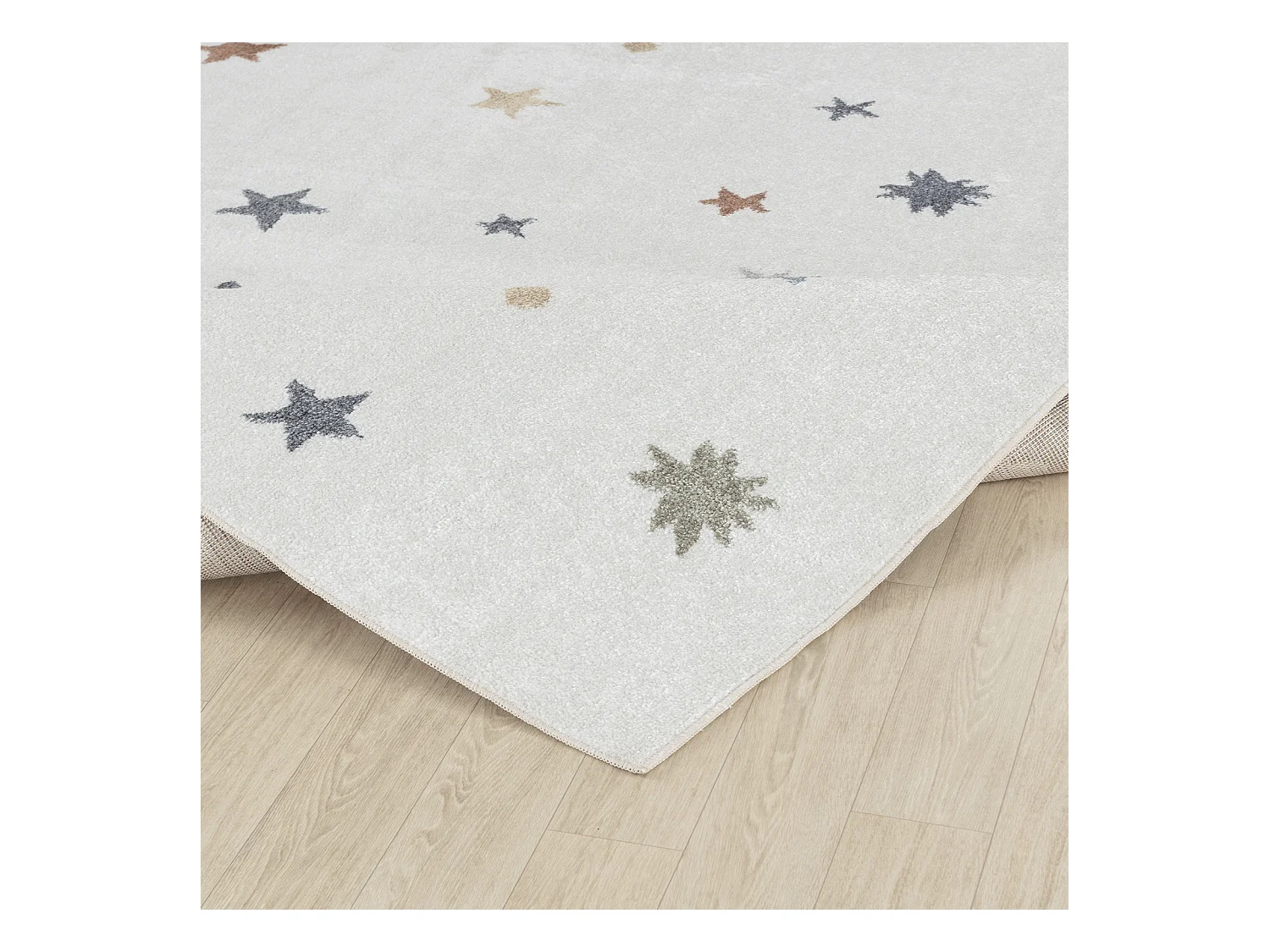 Tapis Enfant Lavable en Machine Étoiles - Multicolore/Beige - 120x170cm - STELLA