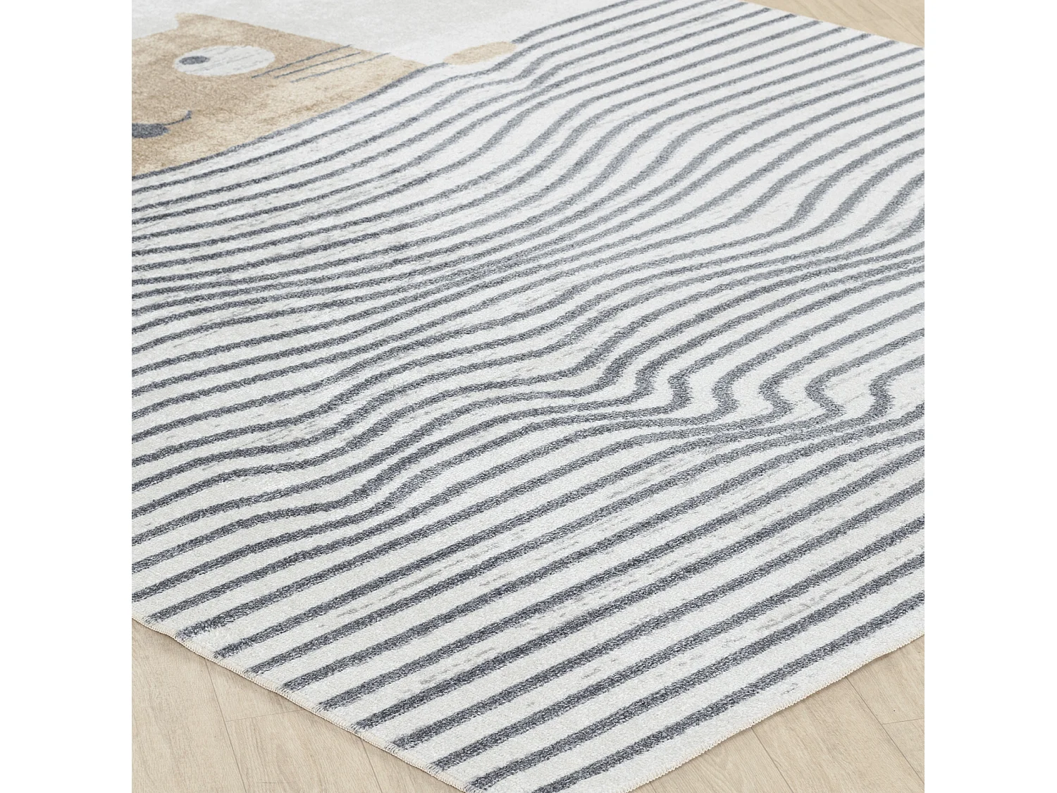 Tapis Enfant Lavable en Machine Chat - Brun/Beige - 120x170cm - CATNAP