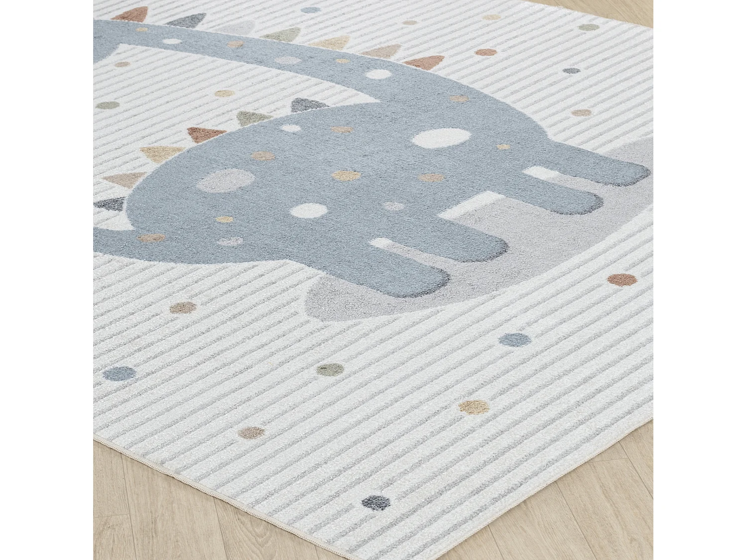 Maschinenwaschbarer Kinderteppich Dinosaurier - Beige/Grau - 80x150cm - DINO
