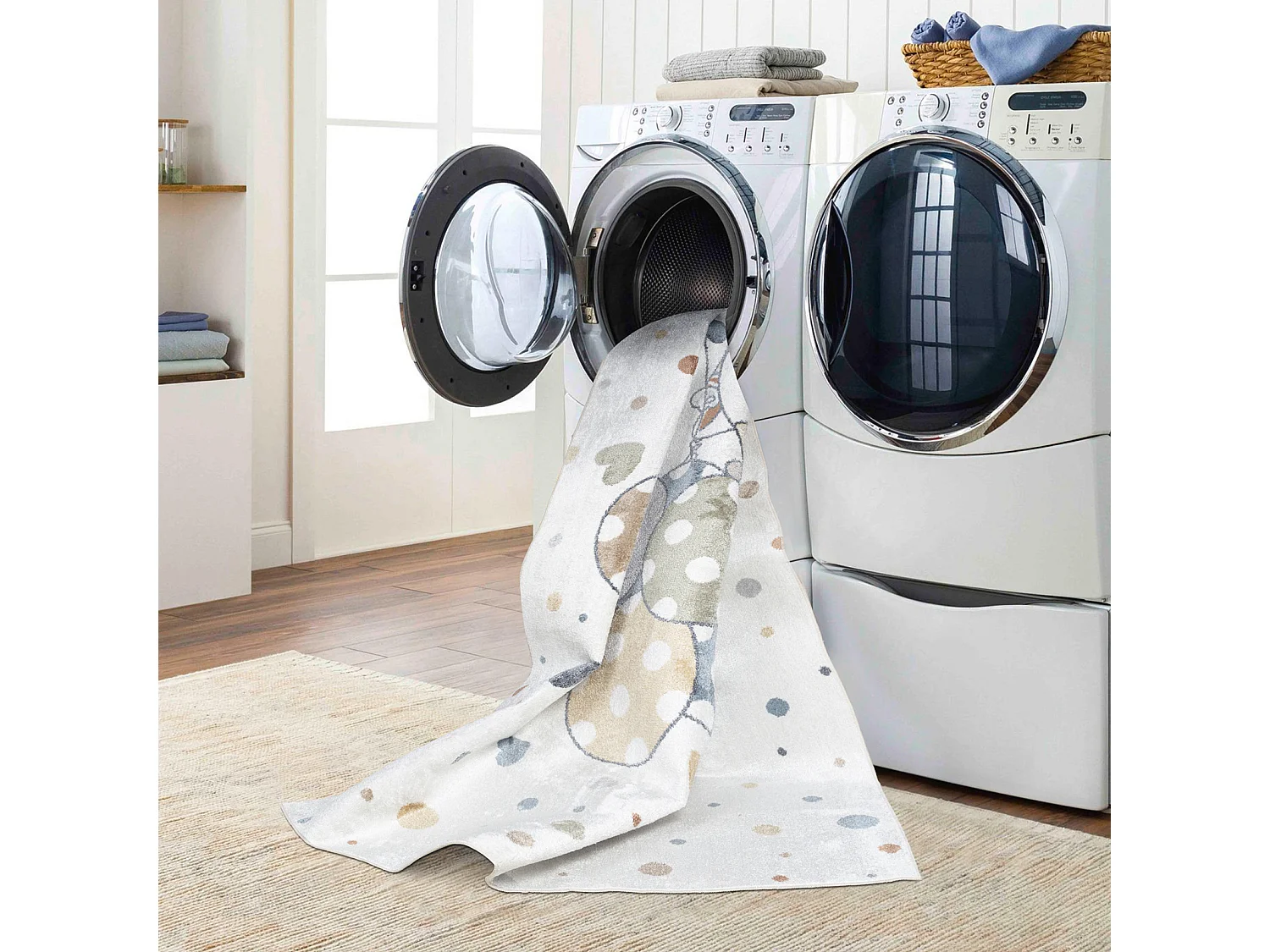 Tapis Enfant Lavable en Machine Ballons - Multicolore/Beige - 80x150cm - BALOON BUDDY