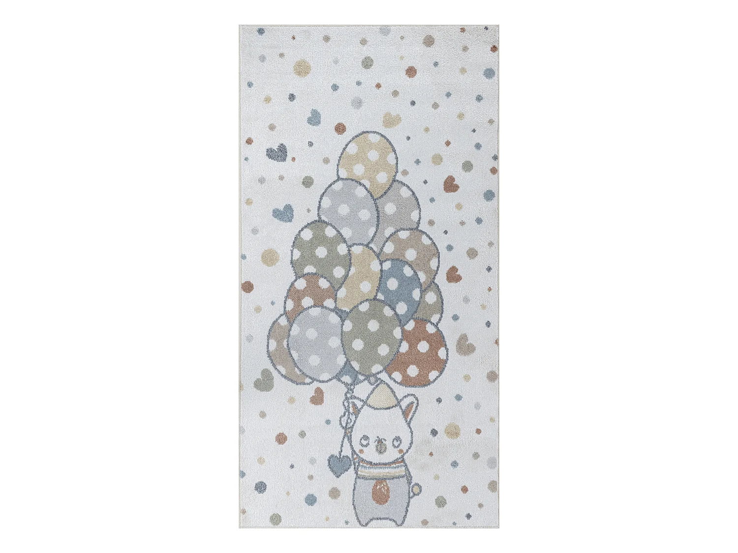 Machinewasbaar Kinderkamer Vloerkleed Ballonnen - Meerkleurig/Beige - 80x150cm - STELLA