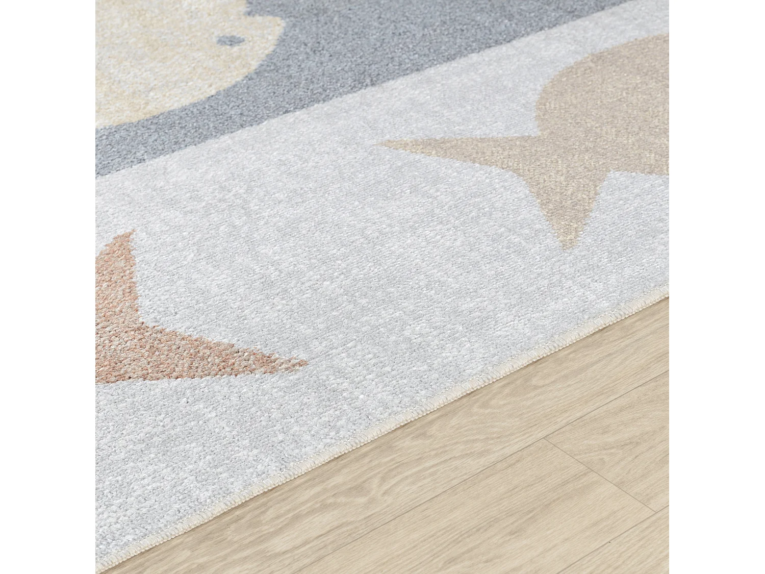 Tapis Enfant Lavable en Machine Poissons - Beige/Gris/Orange - 120x170cm - AQUAFIESTA