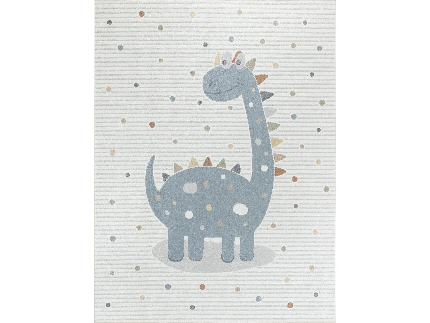 Tapis Enfant Lavable en Machine Dinosaure - Beige/Gris - 160x213cm - DINO