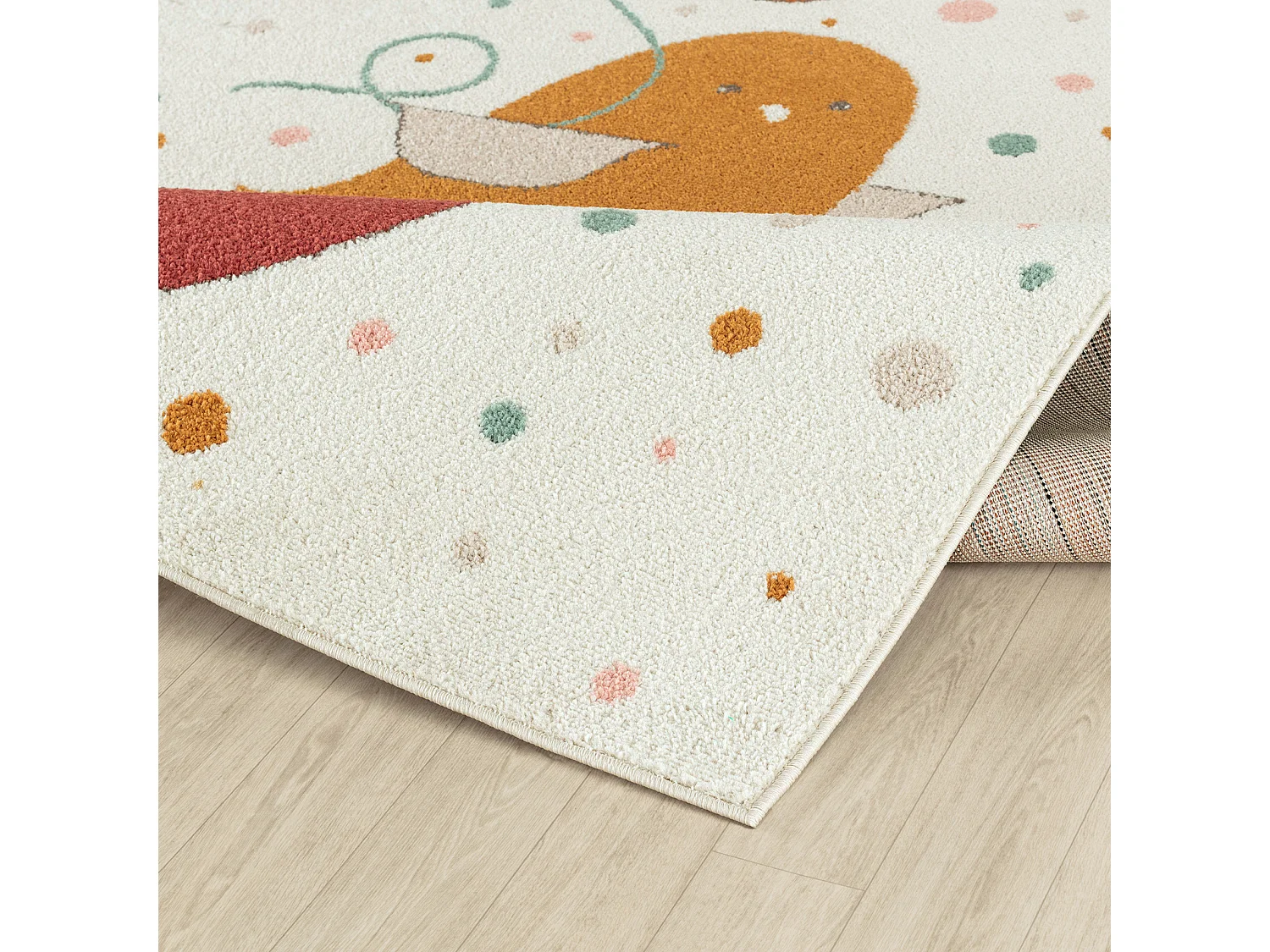 Tapis Enfant Oiseaux - Jaune/Bleu/Marron - 160x213cm - PIOUPIOU