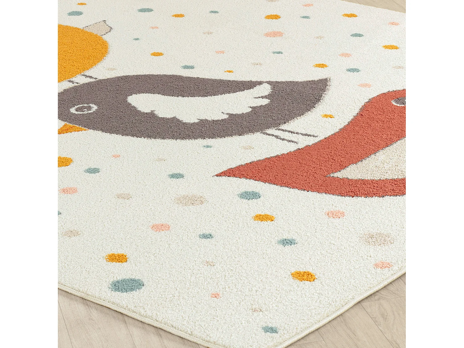 Kinderkamer Vloerkleed Vogels - Geel/Blauw/Bruin - 160x213cm - PIOUPIOU