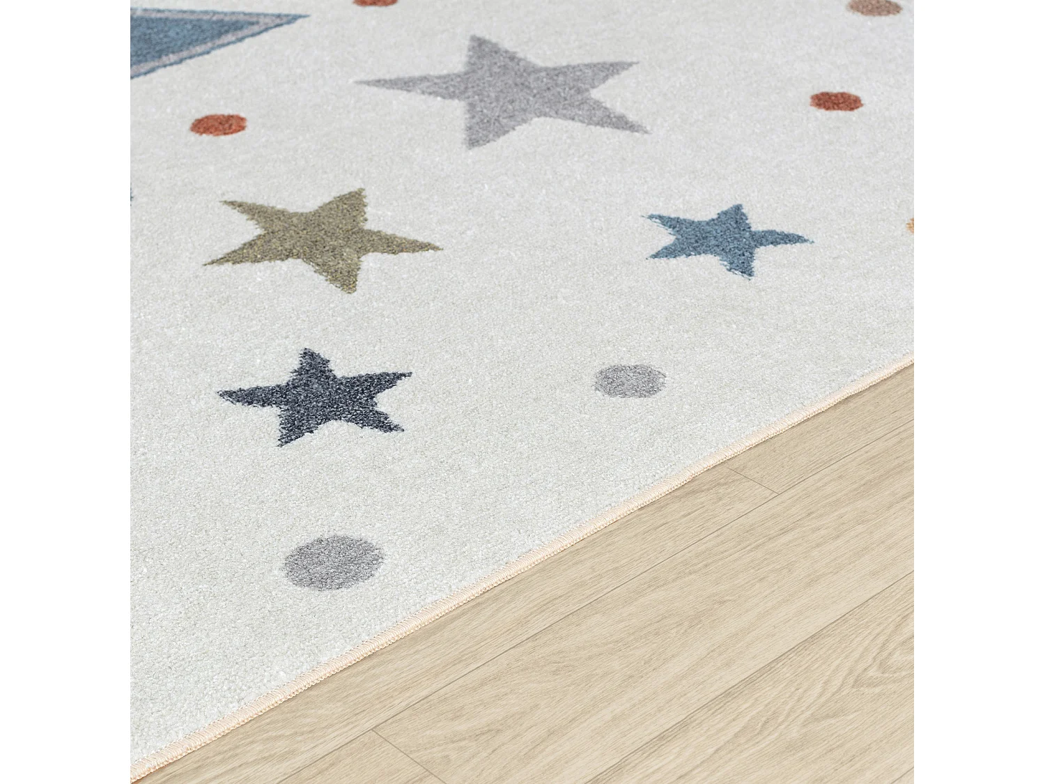 Tapis Enfant Lavable en Machine Étoiles - Multicolore/Bleu - 120x170cm - SUPERMAMA